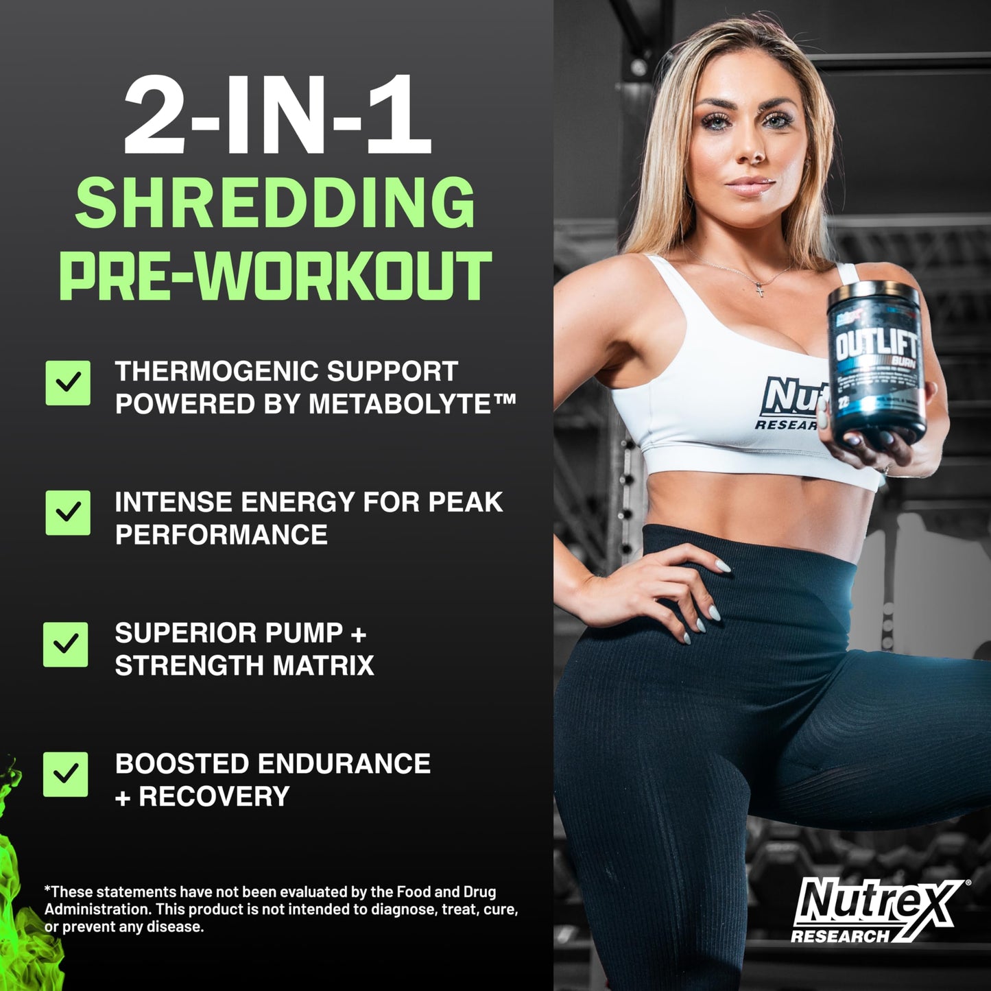 Nutrex Research Outlift Burn Thermogenic Pre Workout Powder, 2 in 1 Performance Nutrex ResearchUS supplements