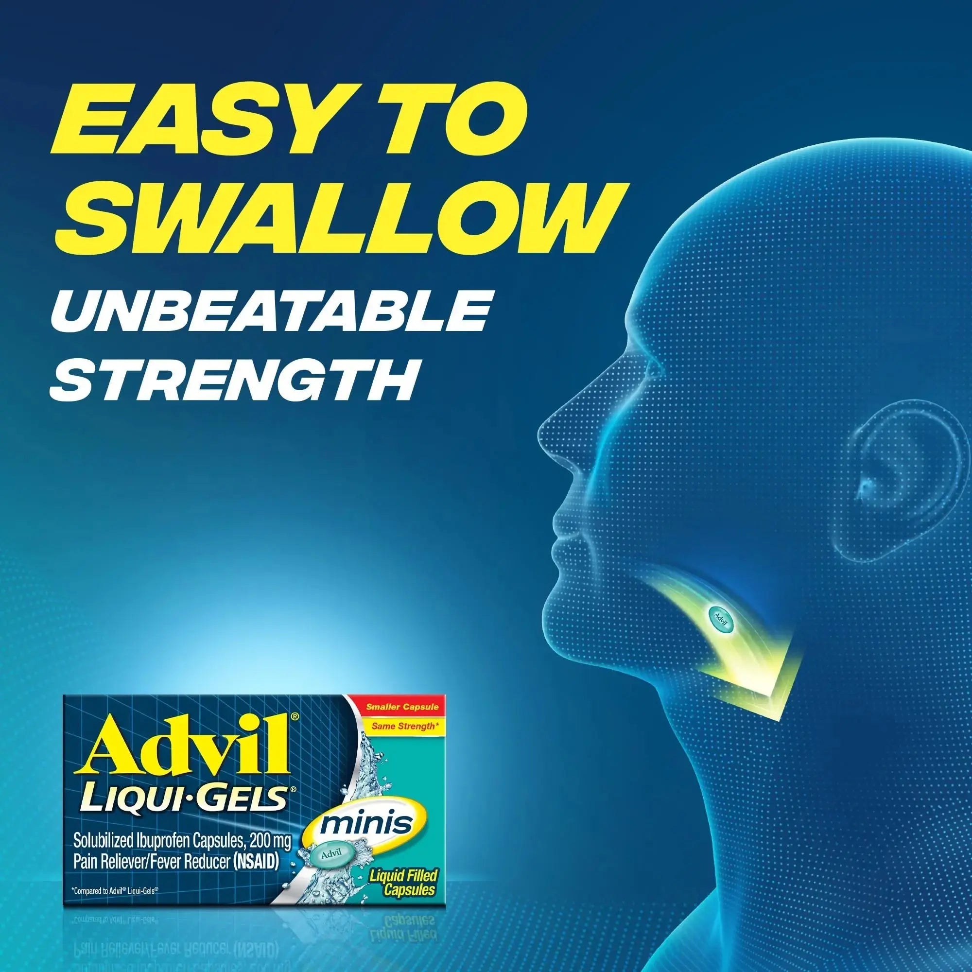 Advil Liqui-Gels minis Pain Reliever and Fever Reducer, Pain Medicine for Adults with Ibuprofen 200mg for Pain Relief - 50x2 Liquid Filled Capsules AdvilAu supplements