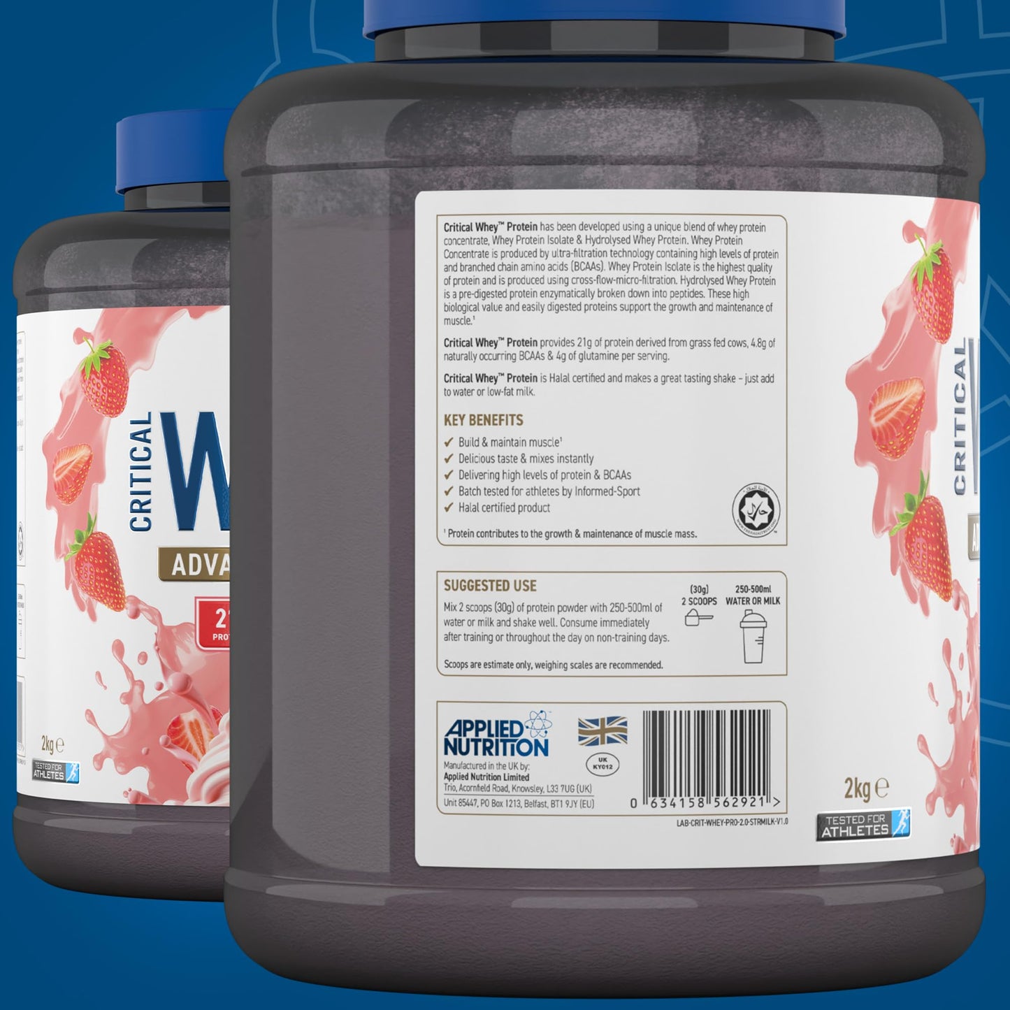 Applied Nutrition Critical Whey Protein Powder 2kg - High Protein Powder, Protein Milkshake Applied NutritionUS supplements
