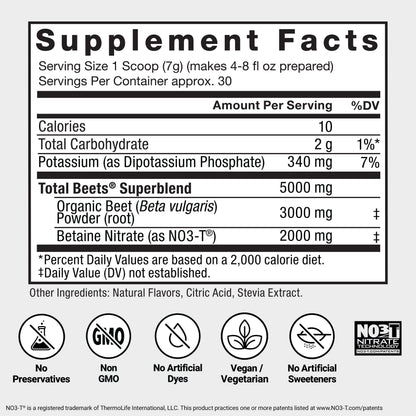 Force Factor Total Beets Drink Mix Superfood Powder with Nitrates to Support Circulation, Blood Flow, Nitric Oxide, Energy, Endurance, and Stamina Force FactorUS supplements