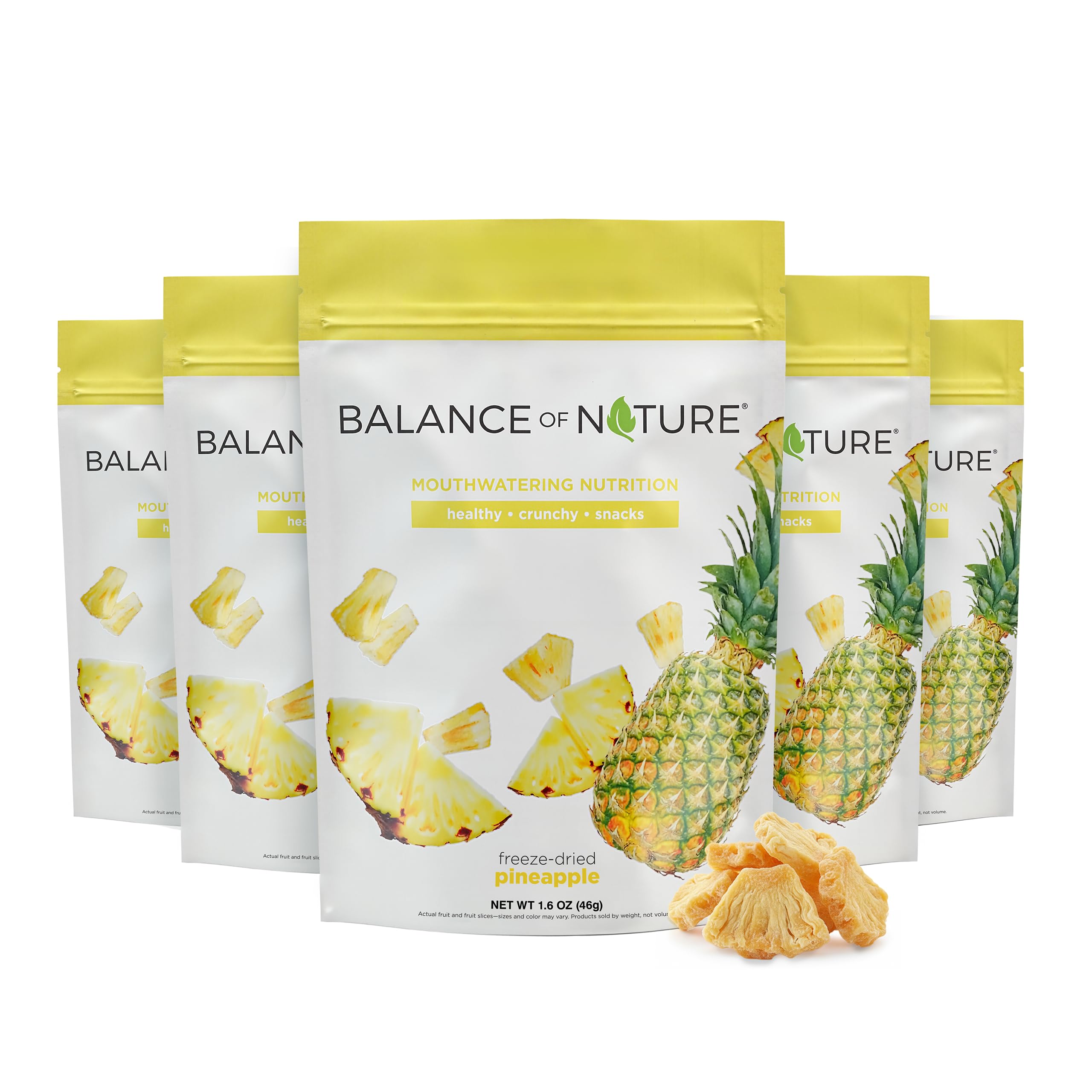Balance of Nature Freeze-Dried Pineapples (5 Pack) – 100% Real Fruit, Crunchy Pineapple Slices, Healthy Snack, Mouthwatering Nutrition, Gluten-Free, Vegan, No Sugar Added, Five 1.6 oz Bags Balance of NatureAu supplements