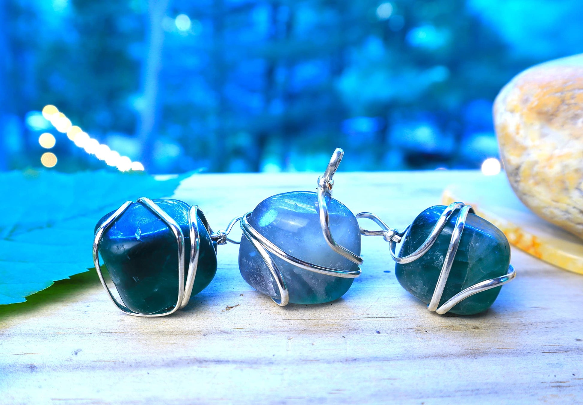 Shelf and Stone Rainbow Fluorite Wire Wrapped Pendant - Dark Hued Fluorite Crystal Necklace Shelf and StoneAu supplements