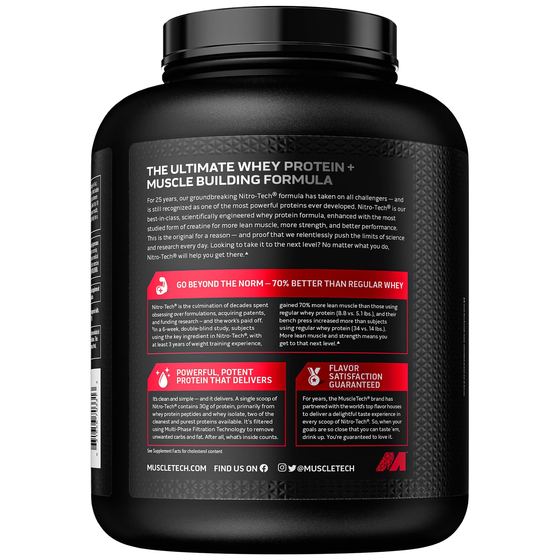 Whey Protein Powder MuscleTech Nitro-Tech Whey Protein Isolate & Peptides Protein MuscletechUS supplements