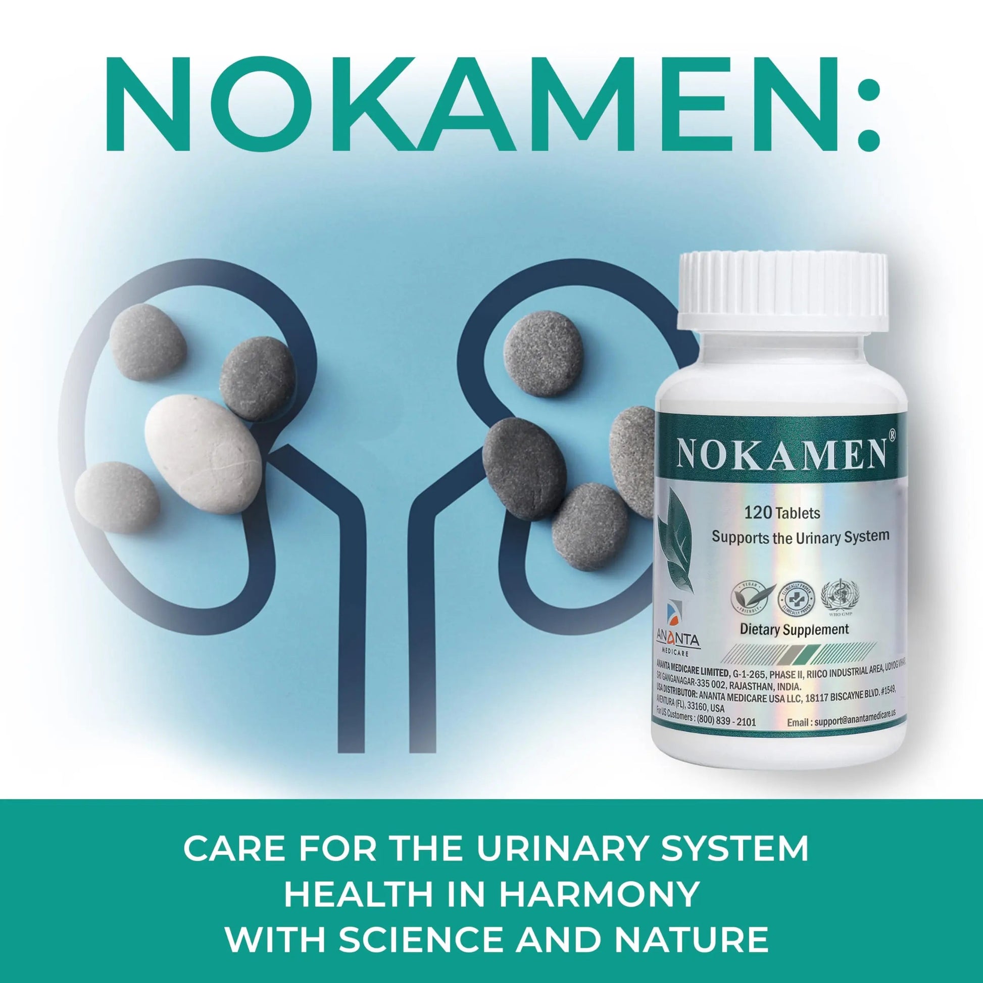 Ananta Medicare USA NOKAMEN – Kidney & Urinary Tract Support Herbal Formula, 120 Tabs Ananta Medicare USAAu supplements
