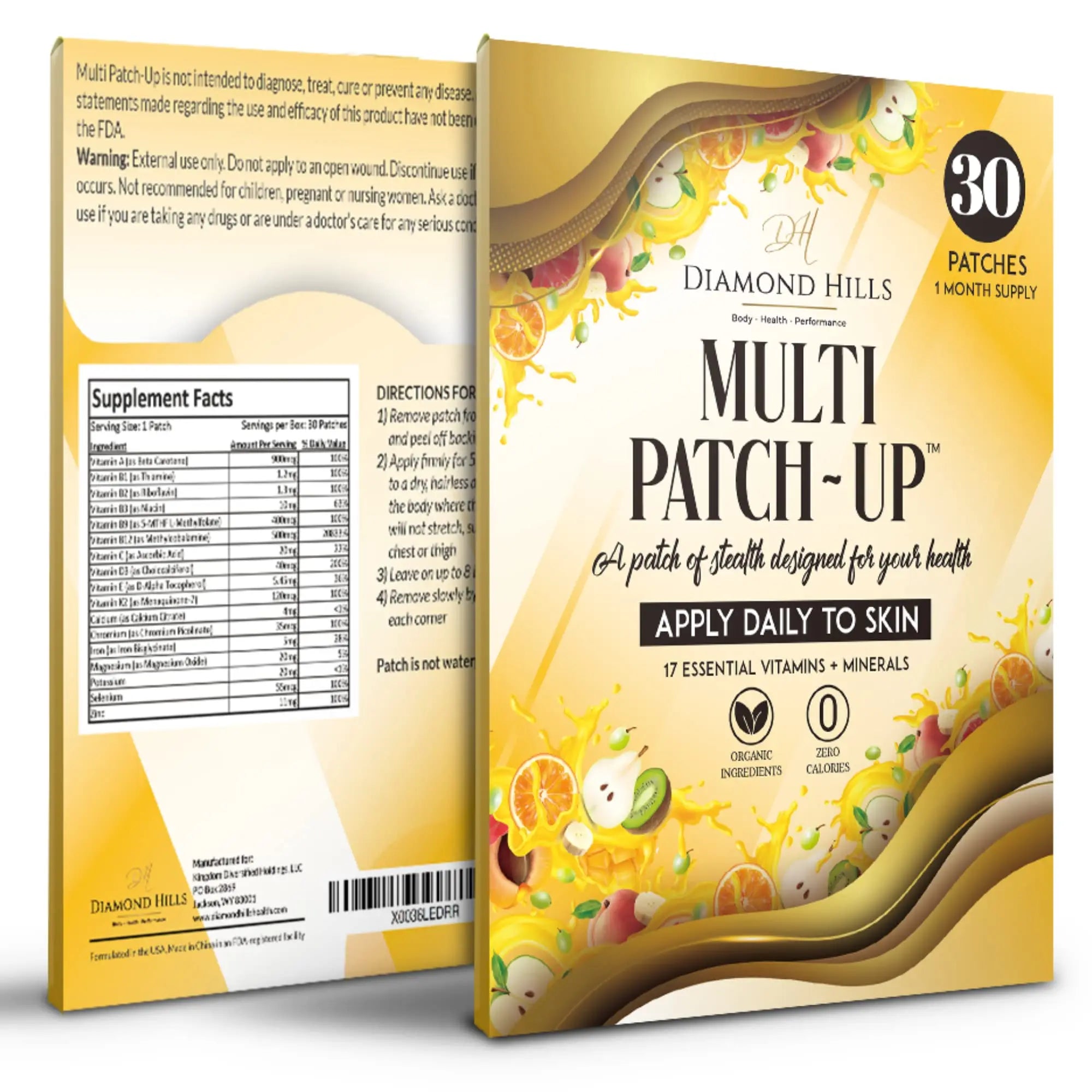 Diamond Hills Multi Patch-Up – 30ct Daily Patches – No Calories & Sugar Free Diamond HillsAu supplements