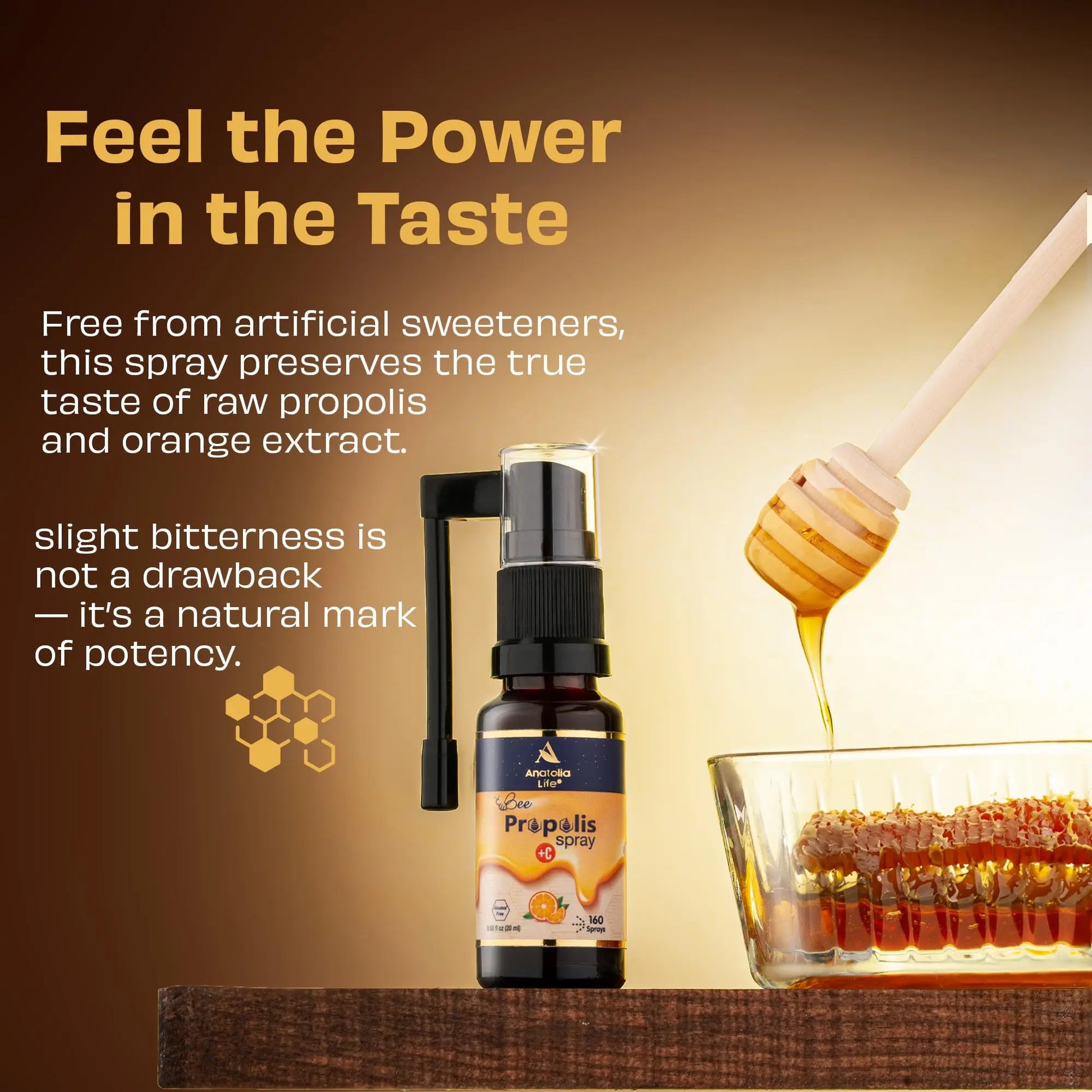 Anatolia Life Bee Propolis Spray + Vitamin C – Alcohol-Free, Natural Orange Flavor, 100% Pure Bee Propolis Extract, Antioxidant Support, Gentle Throat Comfort – 20 ml (~160 Sprays) Anatolia LifeAu supplements