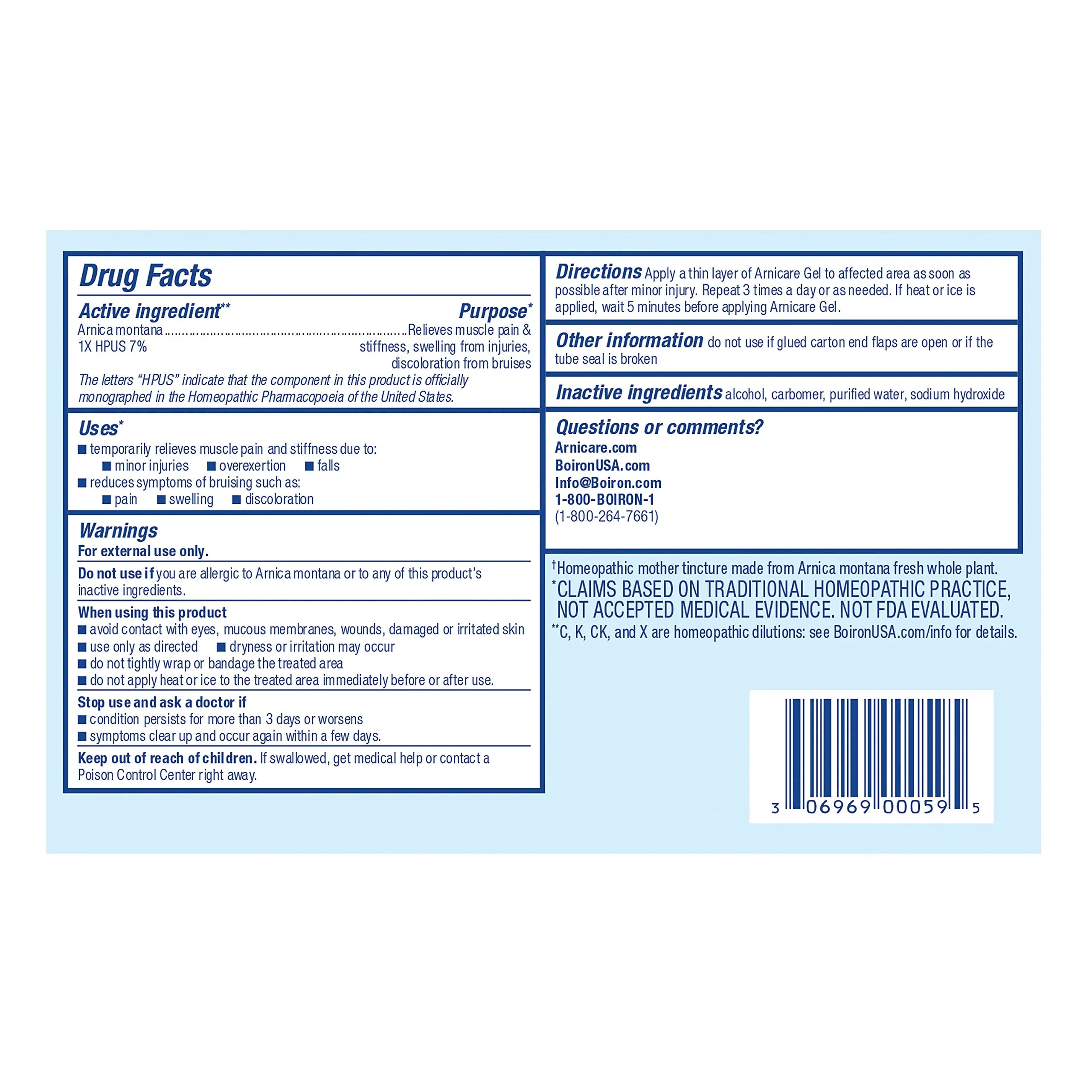 Boiron Arnicare Gel for Joint Pain, Muscle Pain, Swelling, Soreness, and Stiffness - Non-greasy and Fragrance-Free - 2.6 oz BoironAu supplements