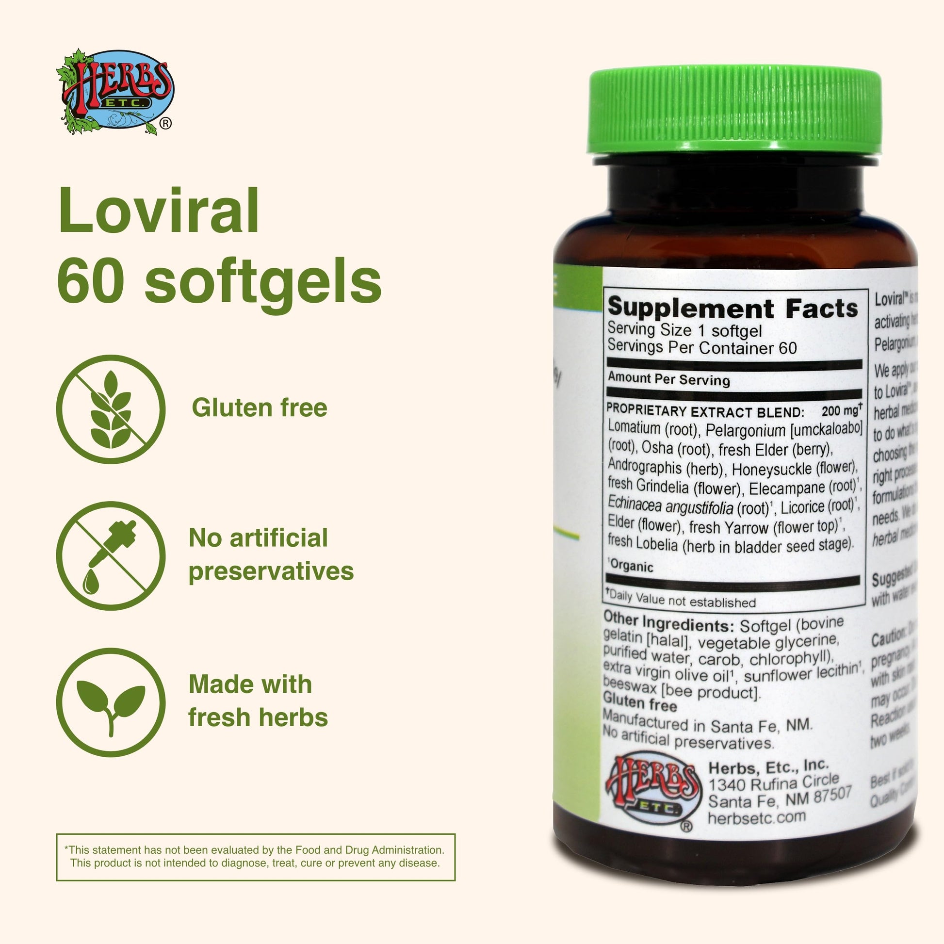 Herbs Etc. Loviral - Lung Health Supplement for Respiratory Defense & Support - Herbal Supplement with Lomatium, Pelargonium & OSHA - Gluten-Free - 60 Softgels (60 Servings) Herbs Etc.Au supplements