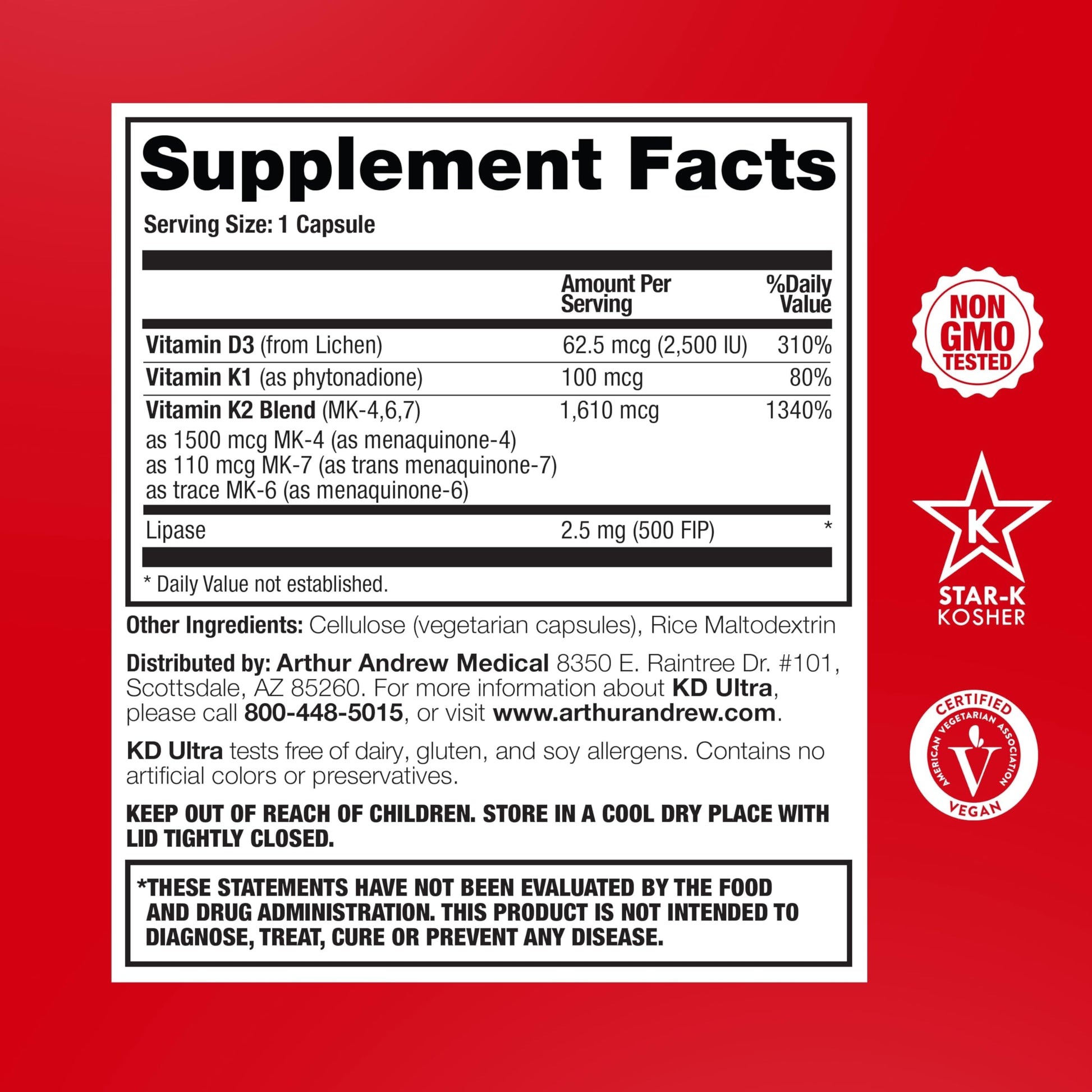 Arthur Andrew Medical, KD Ultra, Immunity, Heart and Bone Health, 90 Capsules Arthur Andrew MedicalAu supplements