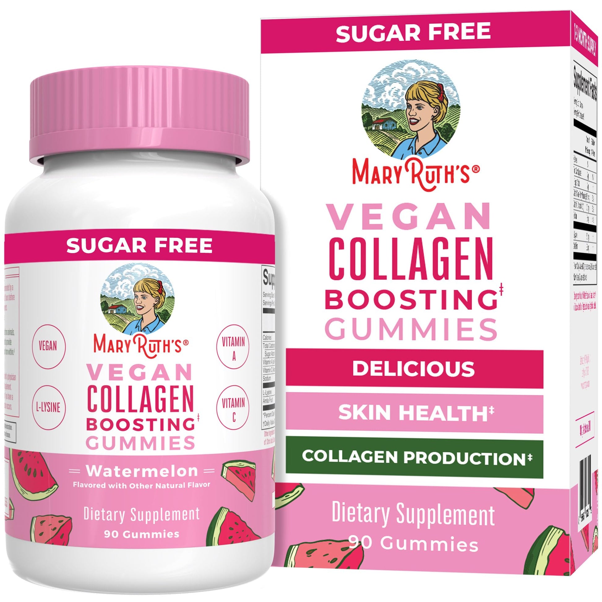 MaryRuth Organics Vegan Collagen for Women & Men, Collagen Boosting Gummies, Skin Care, Lysine, Vitamin C, Vitamin A, Amla, Supplement for Hair & Skin, Vegan, Non-GMO, Gluten Free, 90 Servings MARYRUTH'SUS supplements