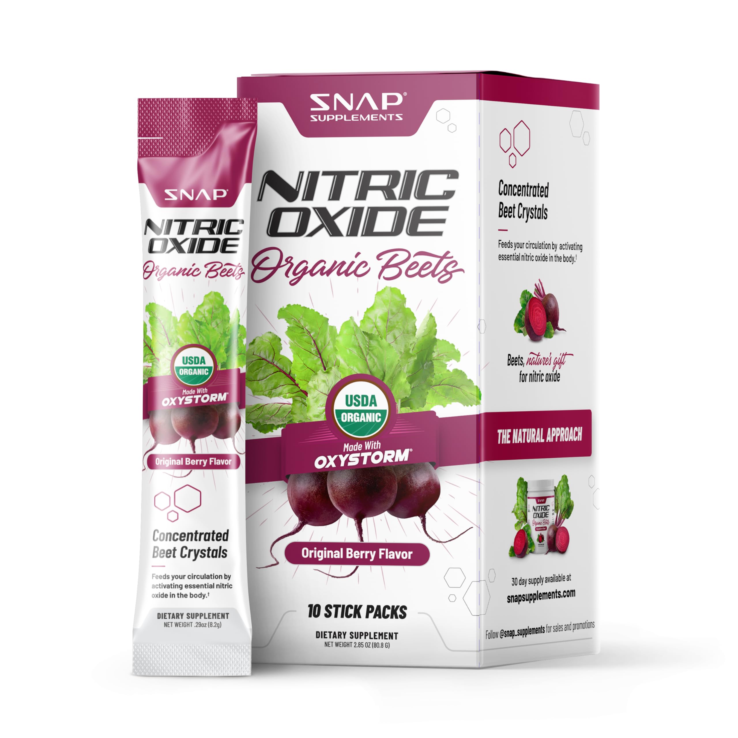 Snap Supplements Nitric Oxide Organic Beet Root Powder, Circulation Superfood On-The-Go Snap SupplementsAu supplements