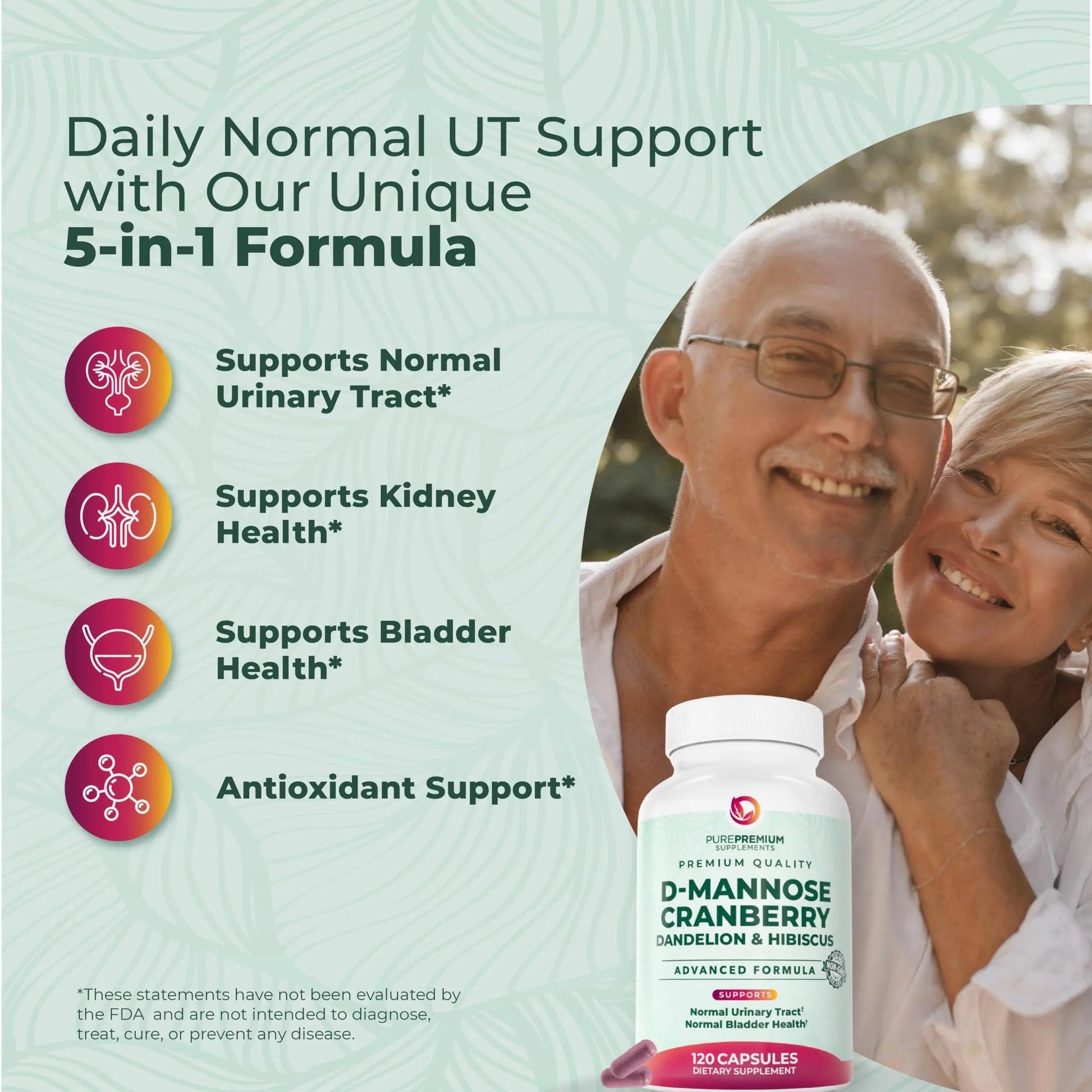 PurePremium D-Mannose with Cranberry, Hibiscus & Dandelion - 1000mg D-Mannose Supplements for Women Supports Urinary Tract Health & Bladder Health - Made in USA, Vegan, 120 Capsules, 2 Month Supply PurePremium SupplementsAu supplements