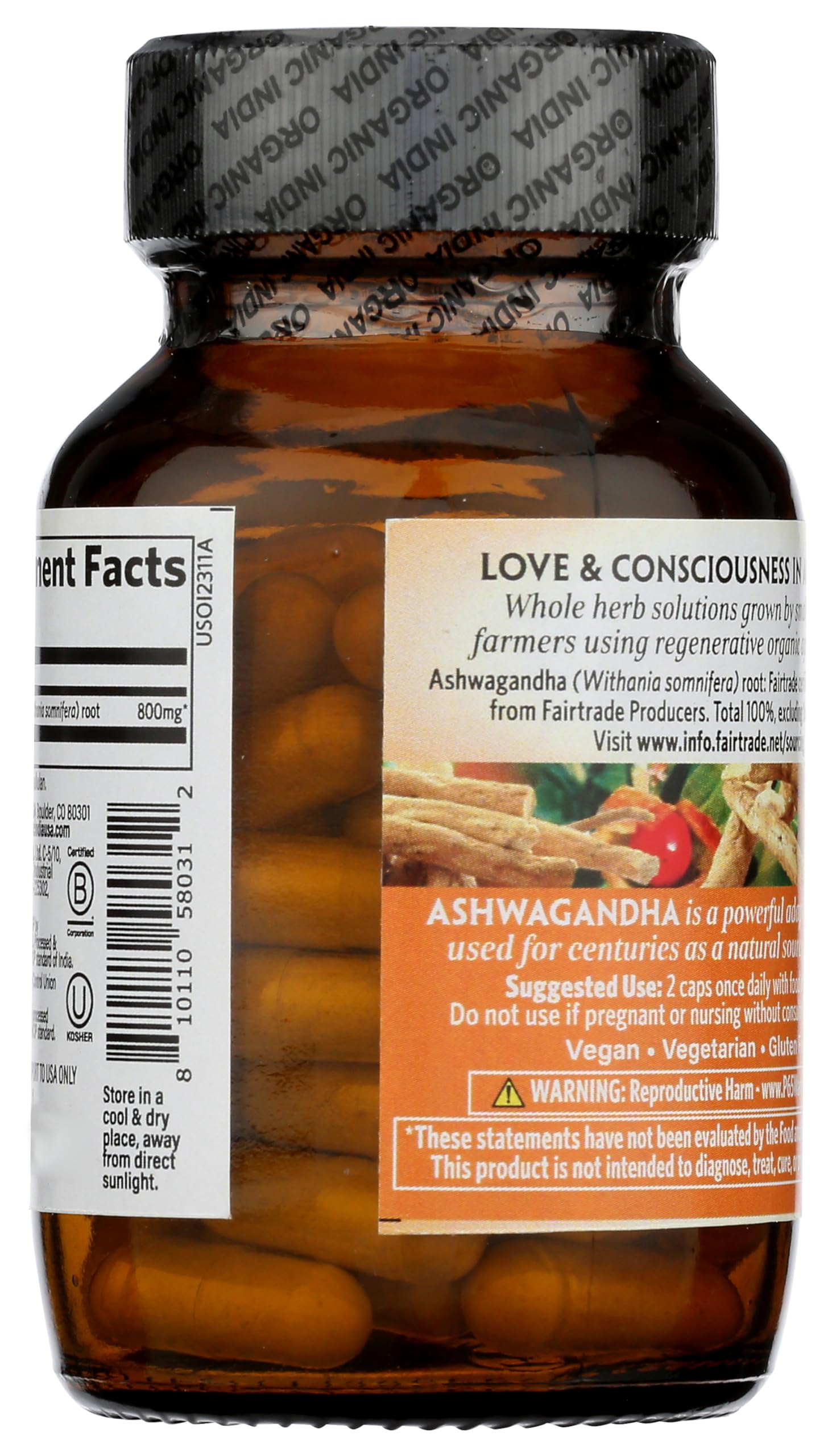 ORGANIC INDIA Ashwagandha Capsules - Organic Ashwagandha Supplement - Vegan Ashwagandha Root, Gluten-Free, Kosher, Non-GMO, Supports Stress Relief, Energy, and Sleep - 60 Capsules ORGANIC INDIAAu supplements