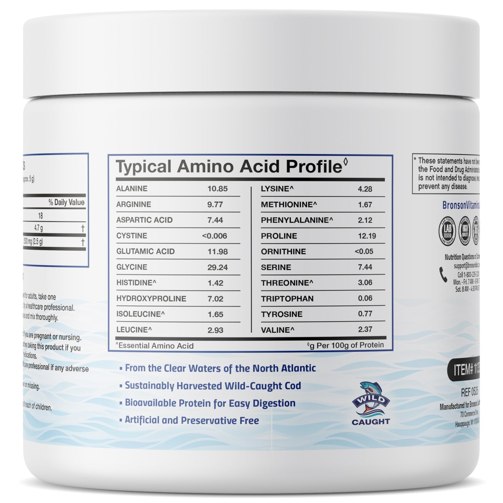 Bronson Marine Collagen Peptides Hydrolyzed Protein Powder 100% Wild Caught Nordic Cod Verified Sustainable Source for Joints Skin Hair Nails & Bones 150g (5.29oz) BronsonAu supplements