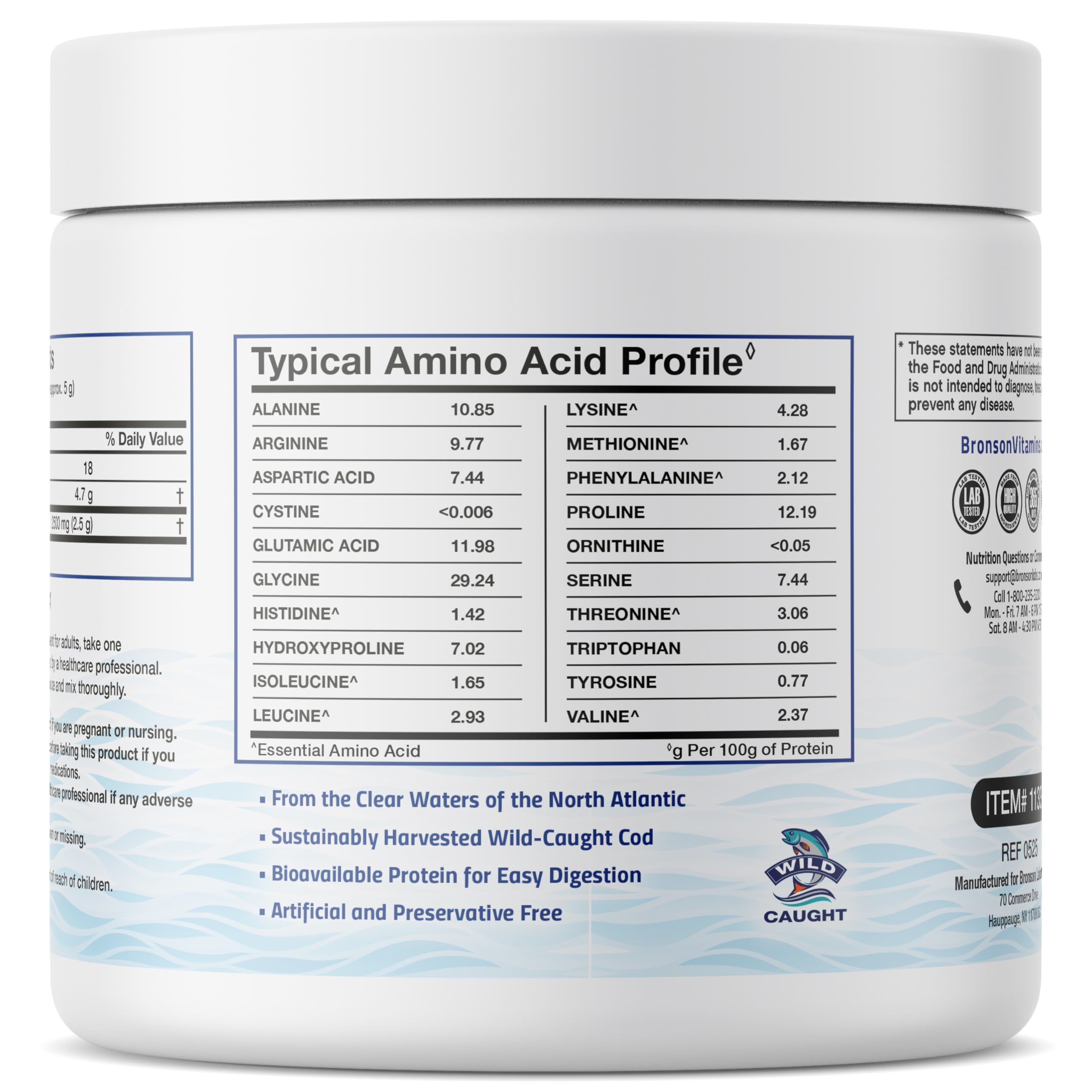Bronson Marine Collagen Peptides Hydrolyzed Protein Powder 100% Wild Caught Nordic Cod Verified Sustainable Source for Joints Skin Hair Nails & Bones 150g (5.29oz) BronsonAu supplements