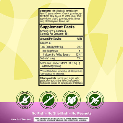Senokot Dietary Supplement Laxative Gummies, Natural Senna Extract, Gentle, Overnight Relief SenokotUS supplements