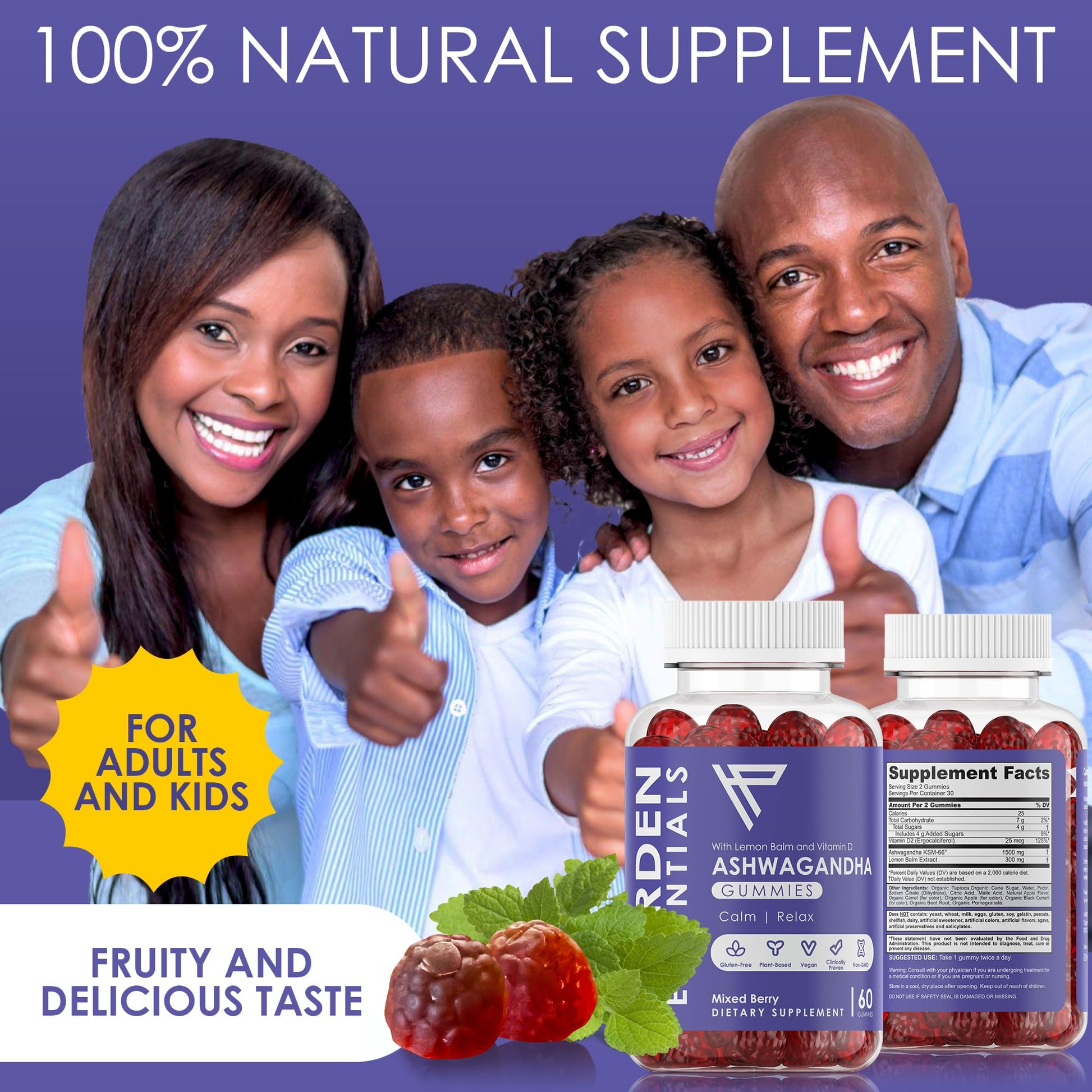 KSM-66 Ashwagandha Gummies 750mg Per Gummy – 1,500mg Per Serving – Stress & Cortisol Support – with Lemon Balm & Vitamin D – 60 Count (30 Day Supply) – Vegan – Harden Essentials Harden essentialsAu supplements