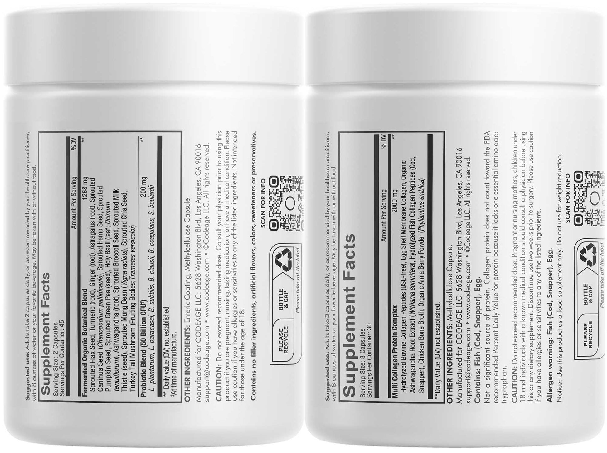 Codeage Multi Collagen Protein Capsules 5 Types, Ashwagandha Withania Somnifera & Organic Amla Berry + SBO Probiotic Blend 50 Billion CFU Bundle, Lactobacillus Plantarum, Bacillus Subtilis, Non-GMO CodeageAu supplements