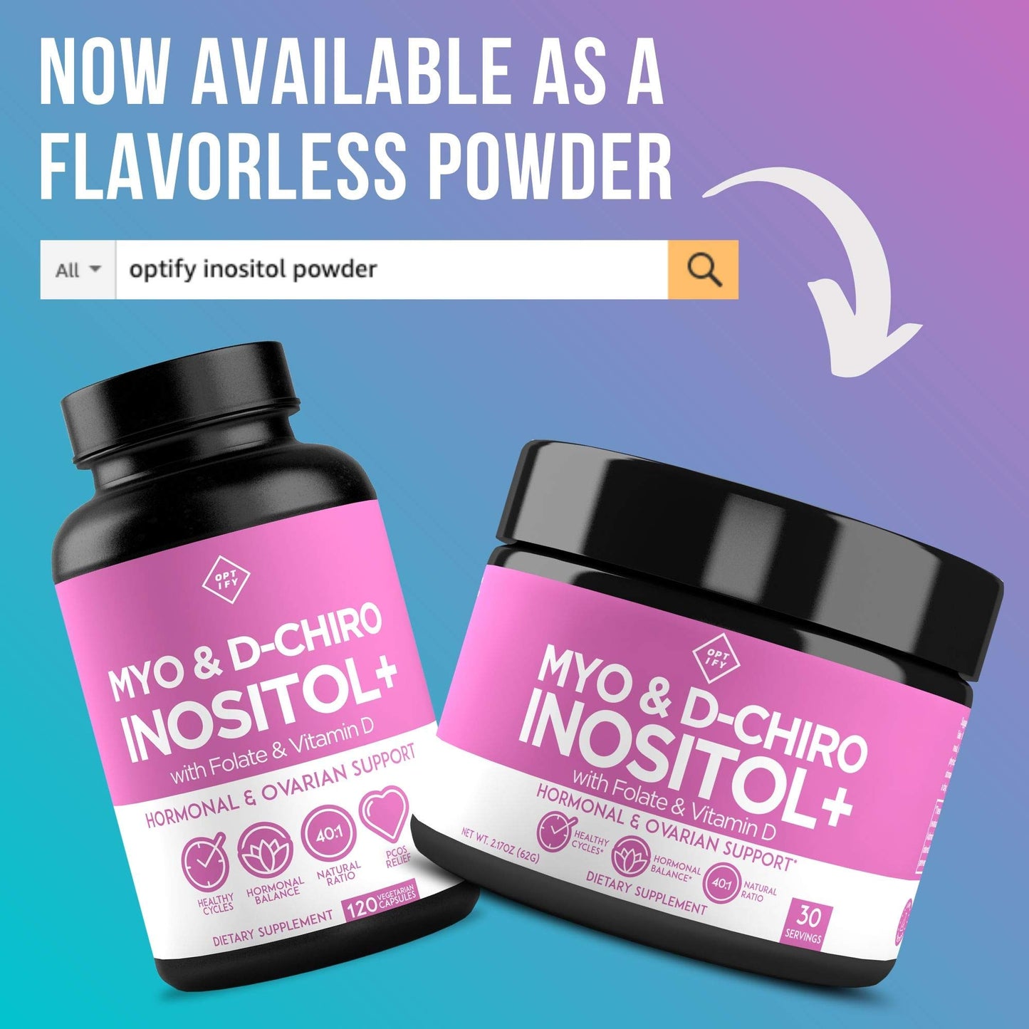 Premium Inositol Supplement - Myo-Inositol and D-Chiro Inositol Plus Folate and Vitamin OptifyUS supplements