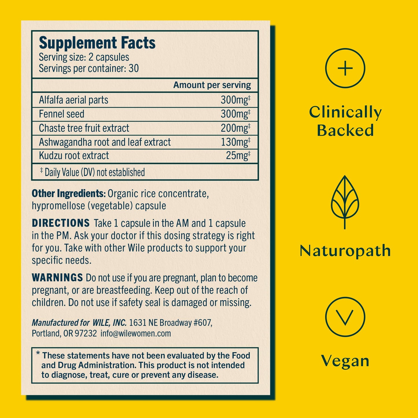 Wile Perimenopause Supplement for Women with Ashwagandha, Kudzu Root, Hops Extract WILEUS supplements
