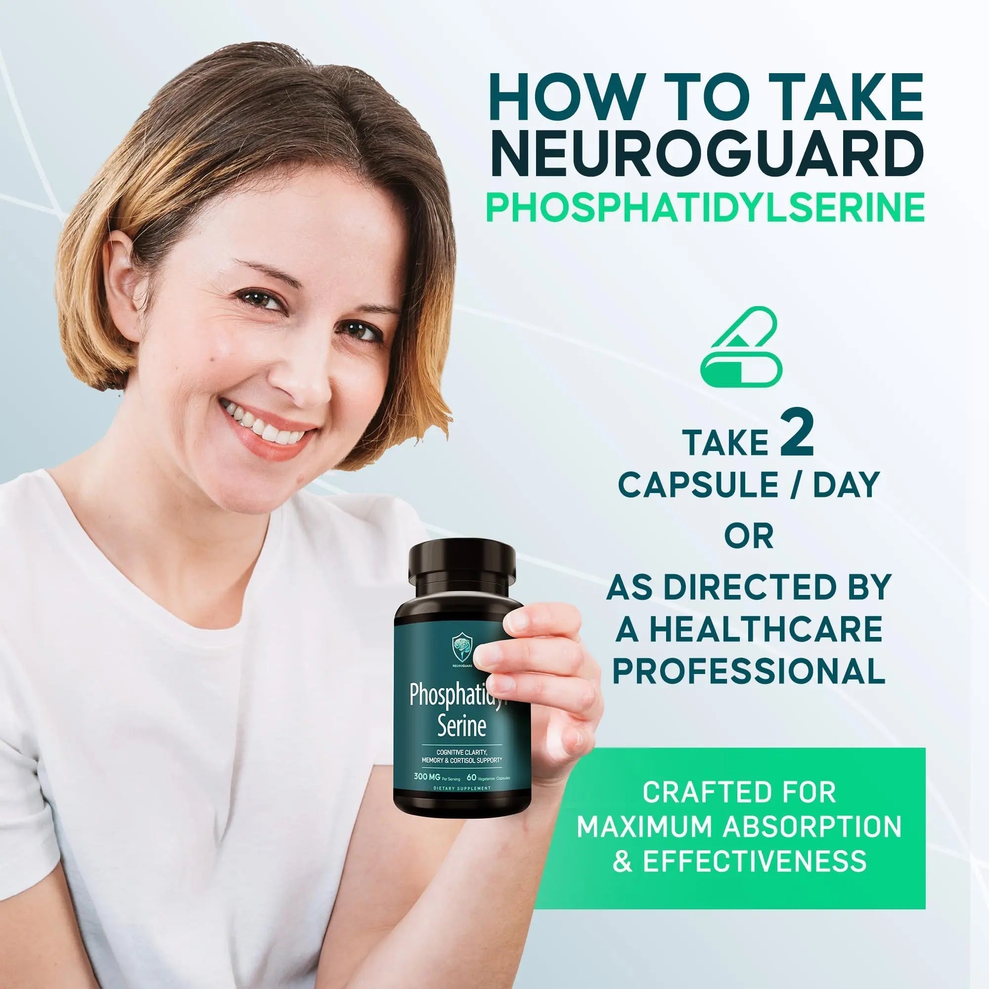 Phosphatidylserine Supplement – Premium Nootropic for Brain Health, Memory, Focus & Stress Support – 300mg Sunflower Lecithin NeuroGuardAu supplements