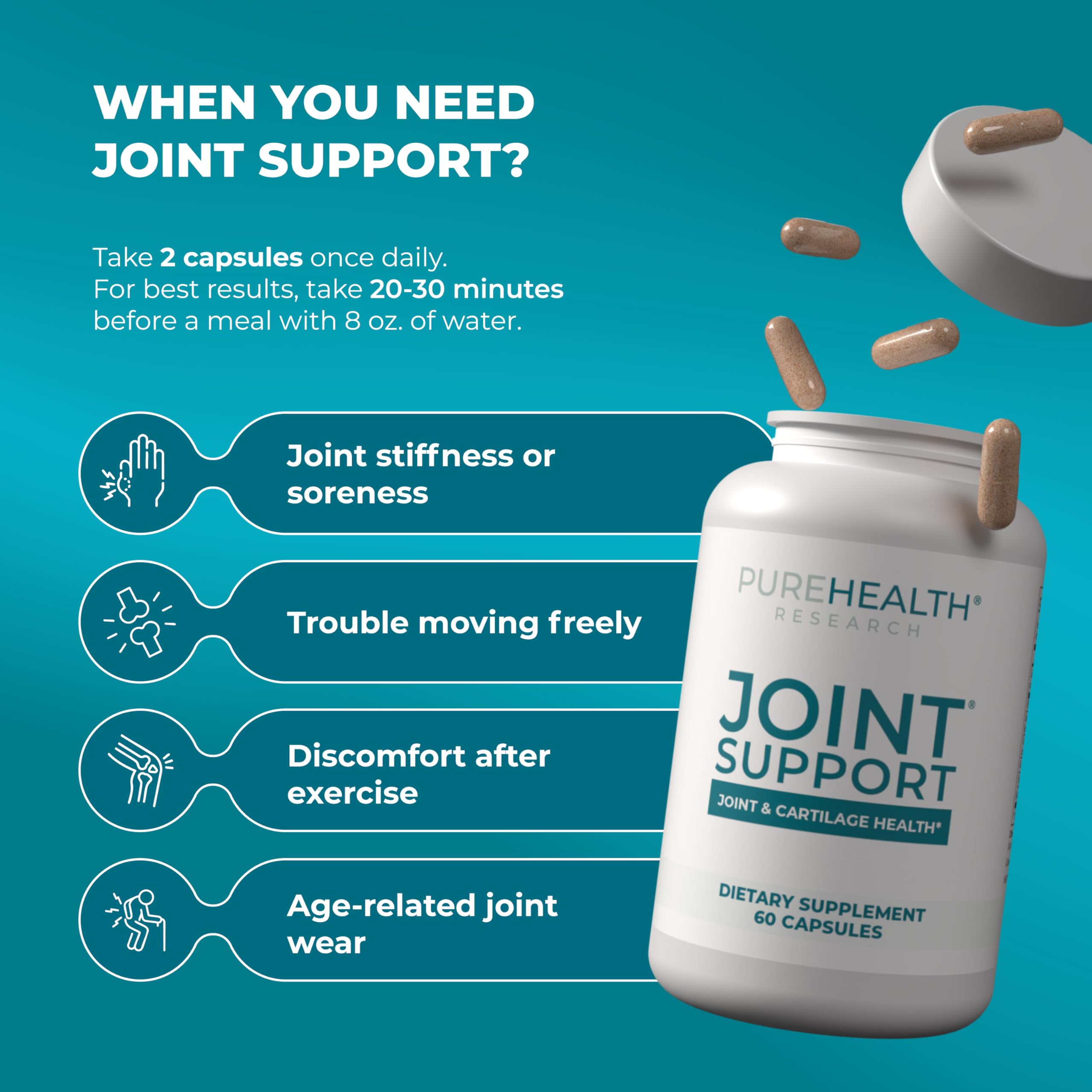 PUREHEALTH RESEARCH Joint Support NEM Eggshell Membrane with Boswellia Extract, Calcium & Turmeric, 60 Capsules PUREHEALTH RESEARCHAu supplements