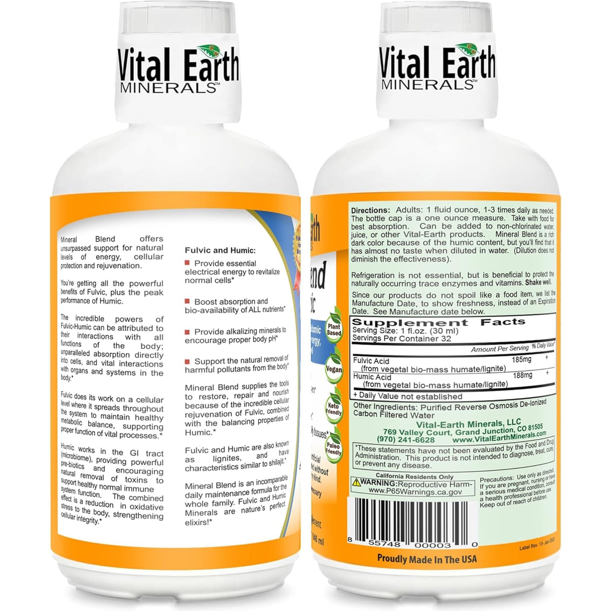 Vital Earth Minerals Detox & Wellness Support – Fulvic Humic Mineral Blend with 70+ Trace Minerals, Electrolytes, 32 Oz Bottle + 14 Single-Serve Packs Vital Earth MineralsAu supplements