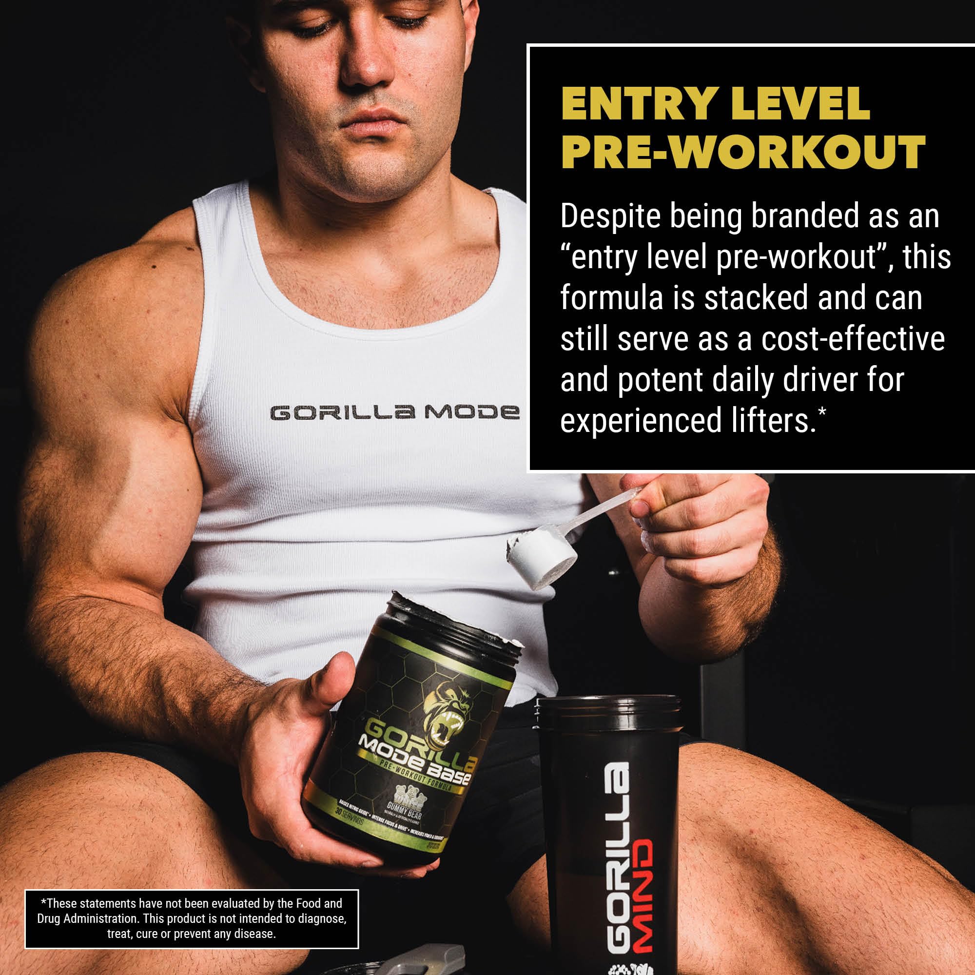 Gorilla Mode Base Pre Workout - Raises Nitric Oxide · Intense Focus & Drive · Endurance Gorilla MindAu supplements