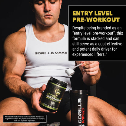Gorilla Mode Base Pre Workout - Raises Nitric Oxide · Intense Focus & Drive · Endurance Gorilla MindUS supplements