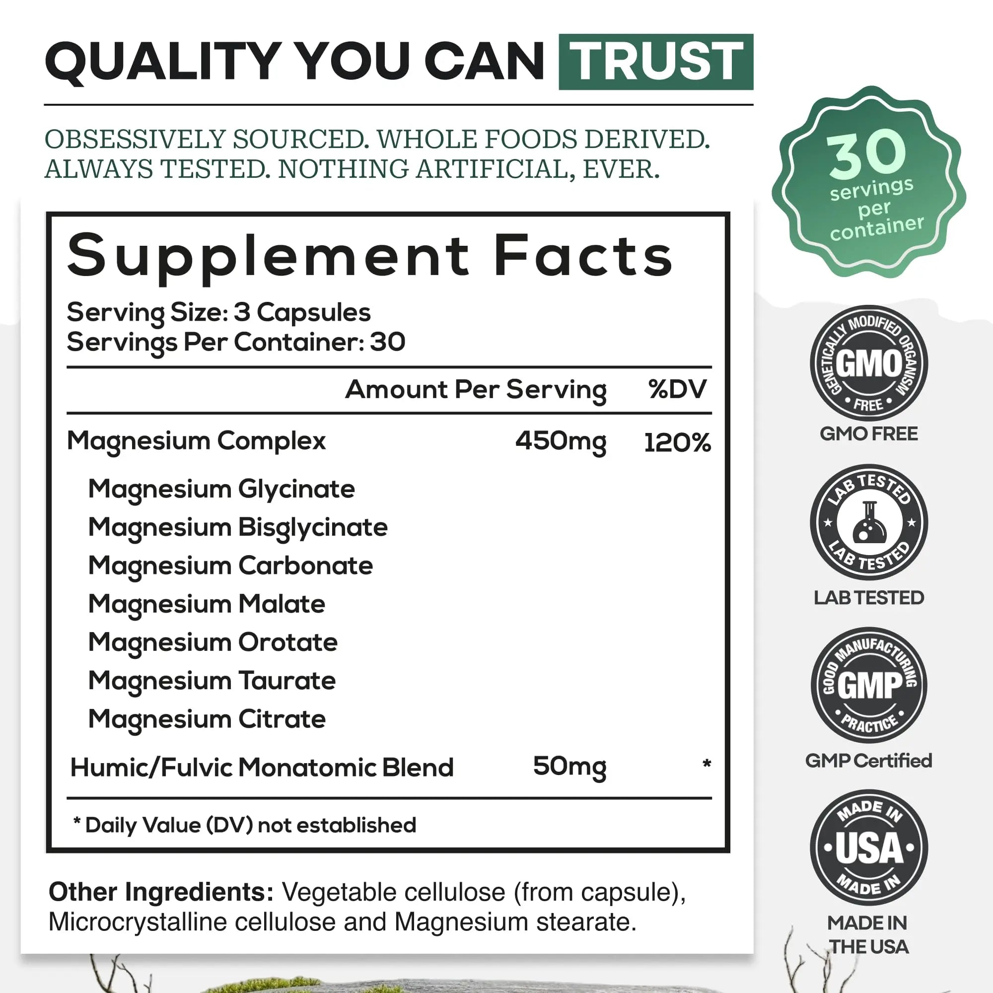 Wild Foods Magnesium Complex Supplement with 7X Forms, 90 Capsules | High Absorption, Full Spectrum, Easy Digestion | 500mg Glycinate, Bisglycinate, Malate, Orotate, Citrate, Taurate Wild Foodsnz supplements
