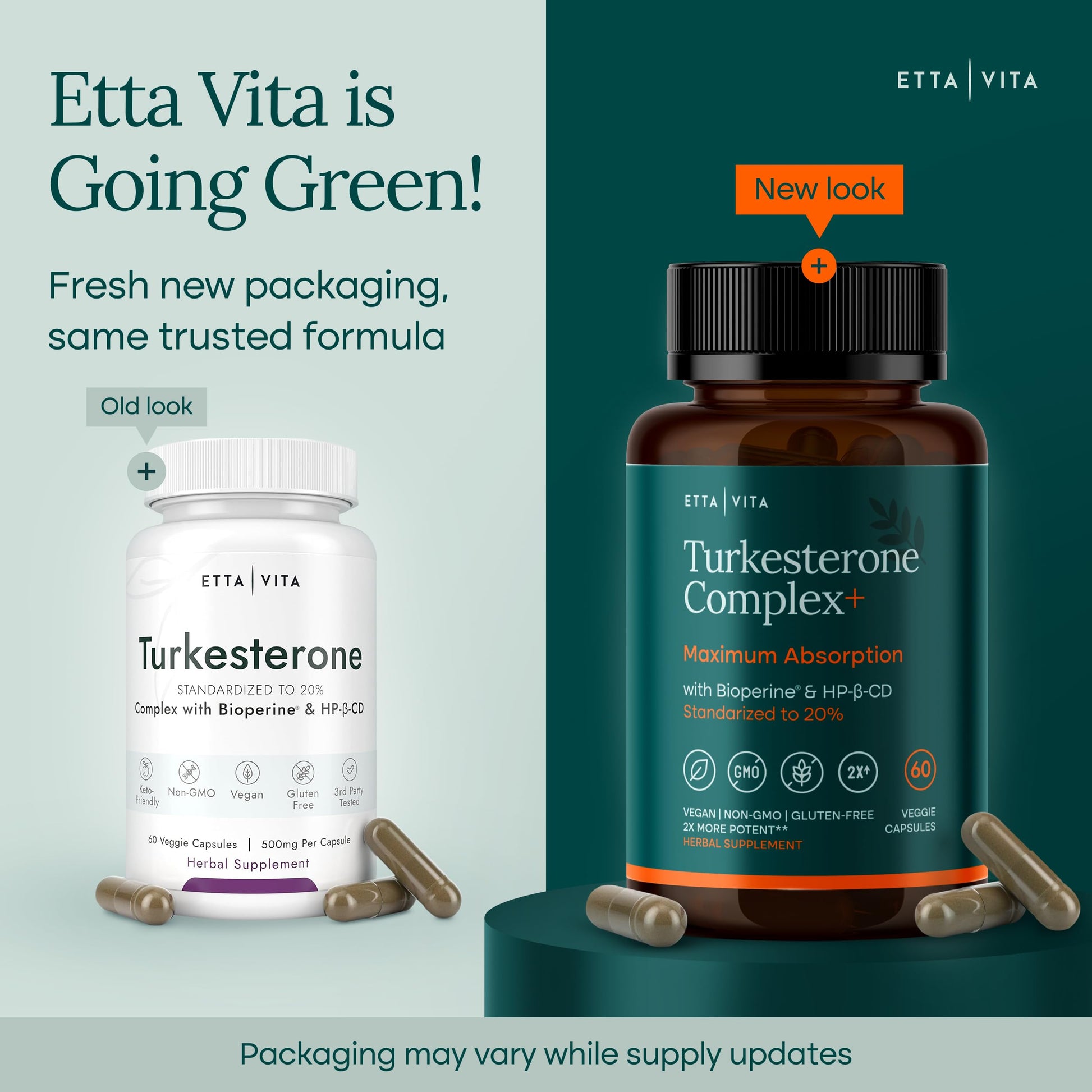 Potent Turkesterone Supplement, 2X Pure (Made in USA - 3rd Party Tested) Most Bioavailable and Natural Test Support Supplement, Supports Energy Lean Muscle Health, Recovery and Stamina, Vegan (60ct) Etta VitaAu supplements