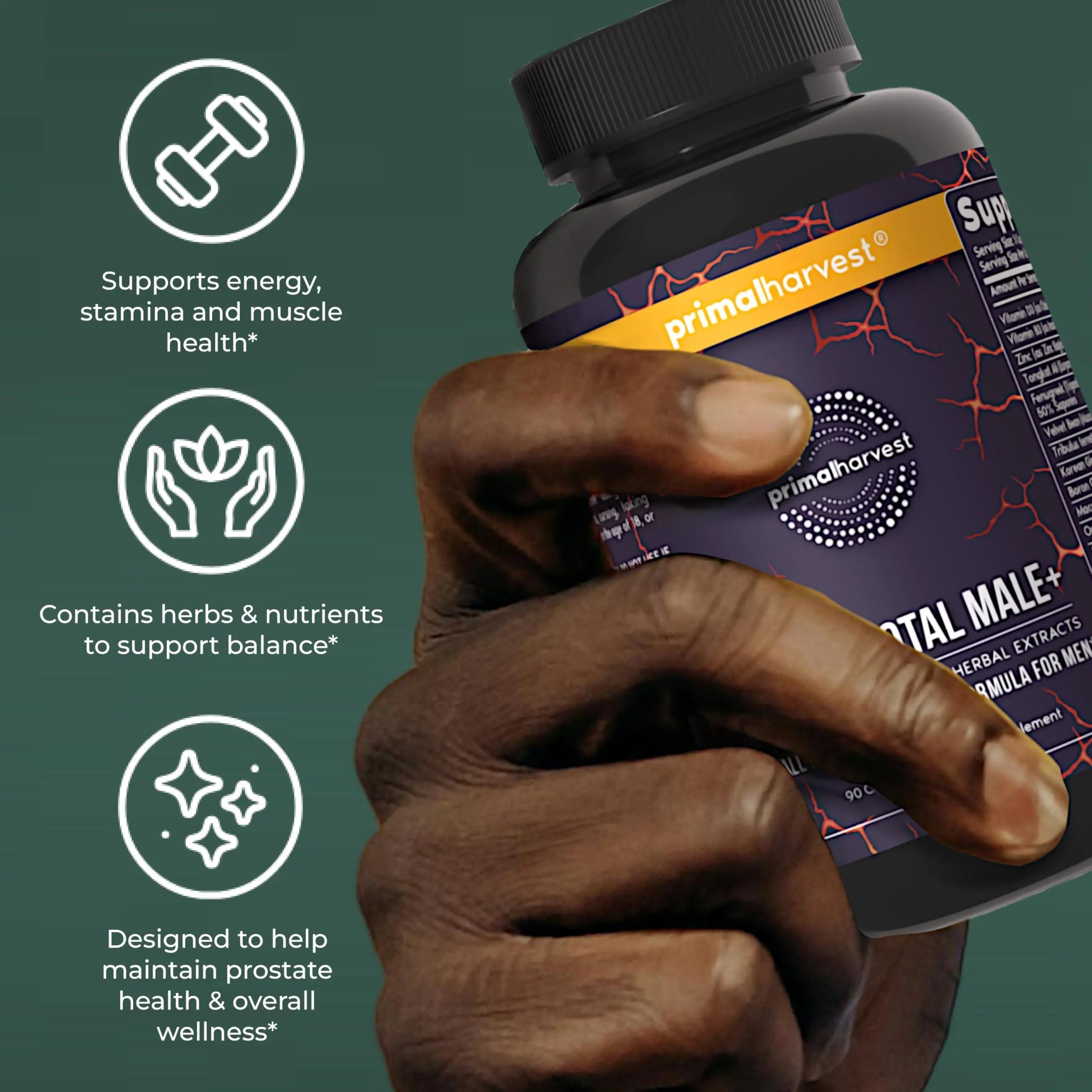 Primal Harvest Total Male+ Multivitamin for Men Vitamins, Minerals and Herbal Support for Energy, Vitality, Immune Health Primal HarvestAu supplements