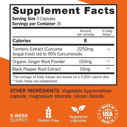 Qunol Turmeric Curcumin with Black Pepper & Ginger, 2400mg Turmeric Extract with 95% Curcuminoids, Extra Strength Supplement QunolUS supplements