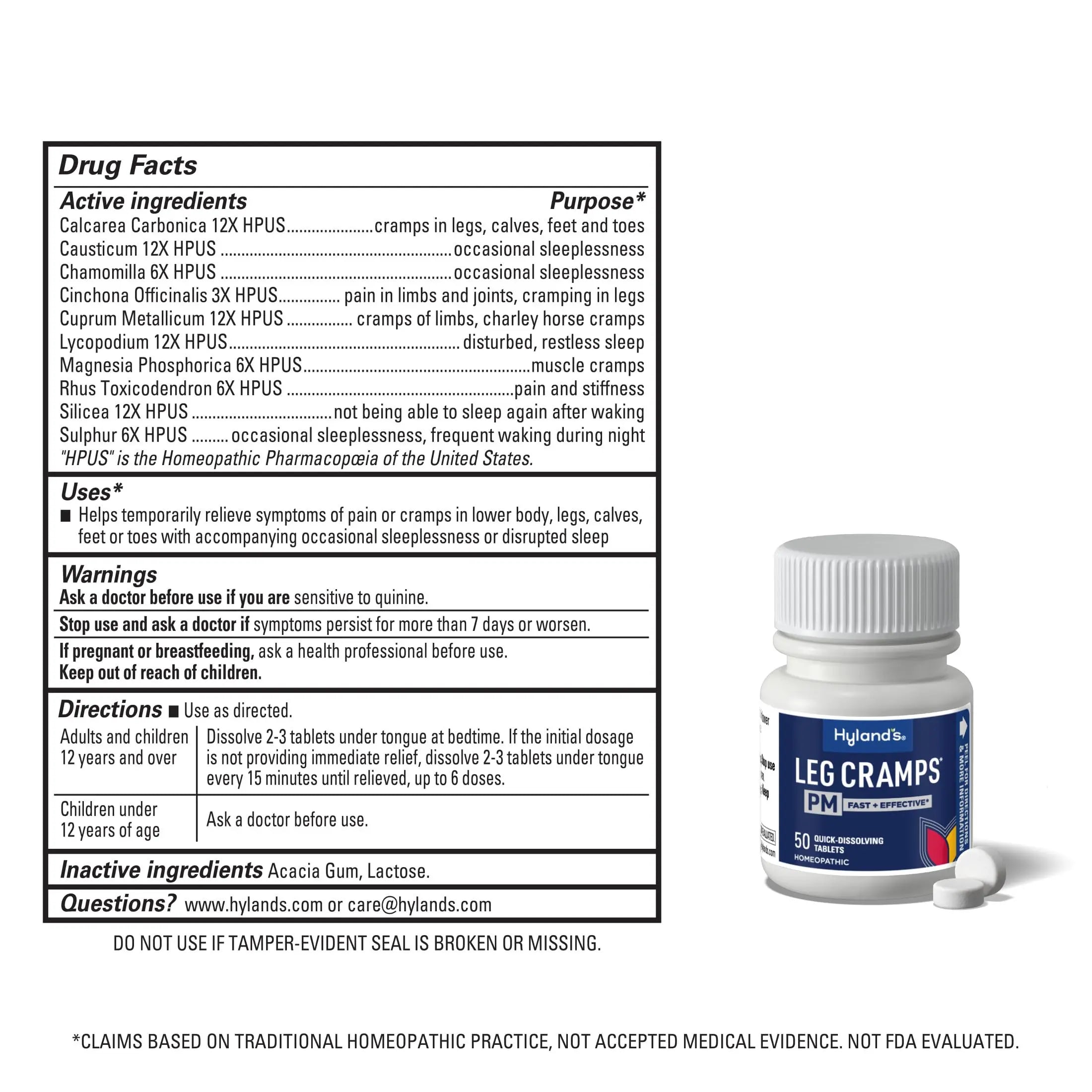 Hyland's Leg Cramps PM, Relief of Nighttime Leg, Calf, and Foot Cramps, 50 Quick-Dissolving Tablets 2-Pack (100 Total) Hyland'sAu supplements