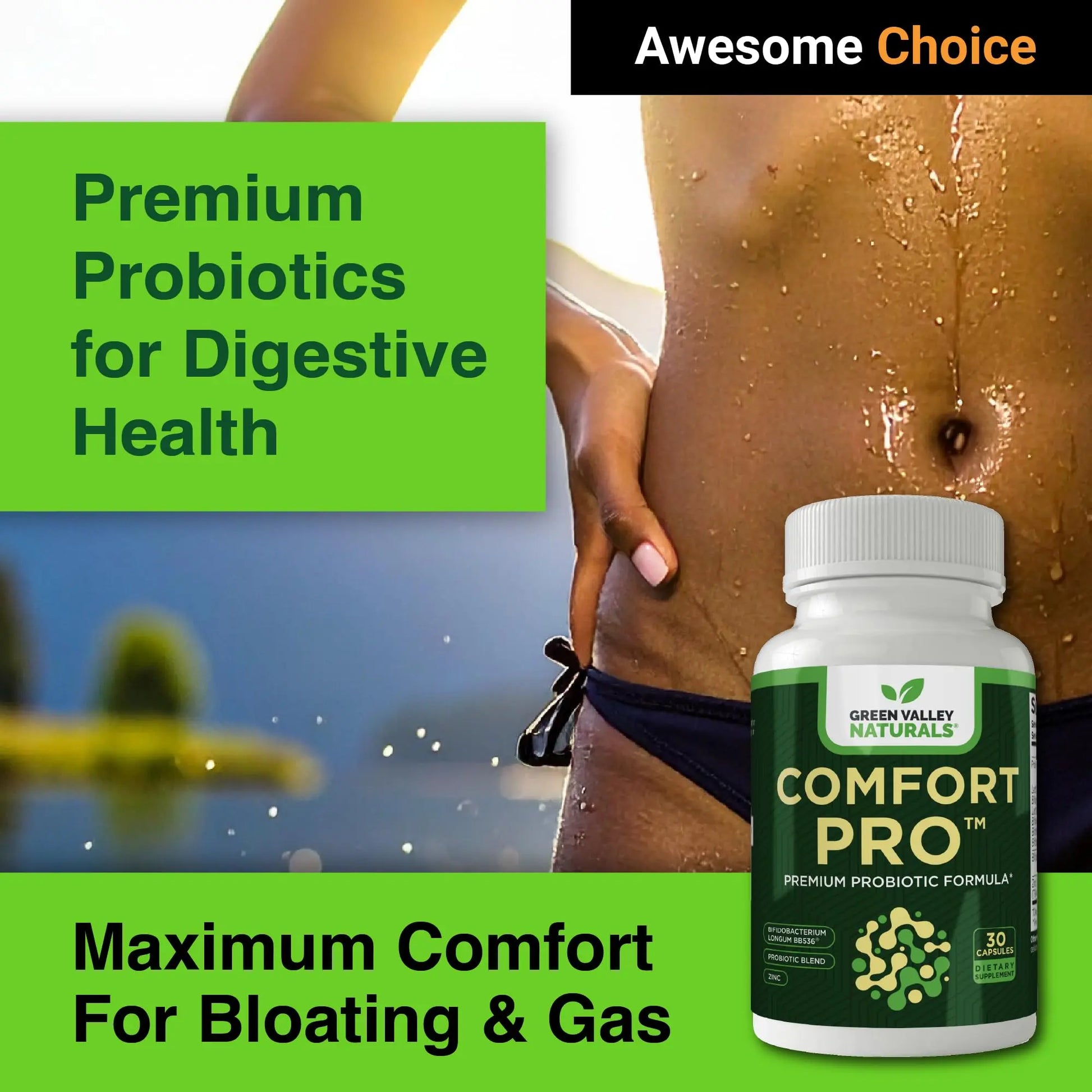 ComfortPro™ Daily Probiotics for Digestive Health | Constipation Relief & Bloating Support for Women & Men | Gut Cleanse with Zinc | Helps Reduce Gas & Promotes Digestive Regularity | Valley Formula GREEN VALLEY NATURALSnz supplements