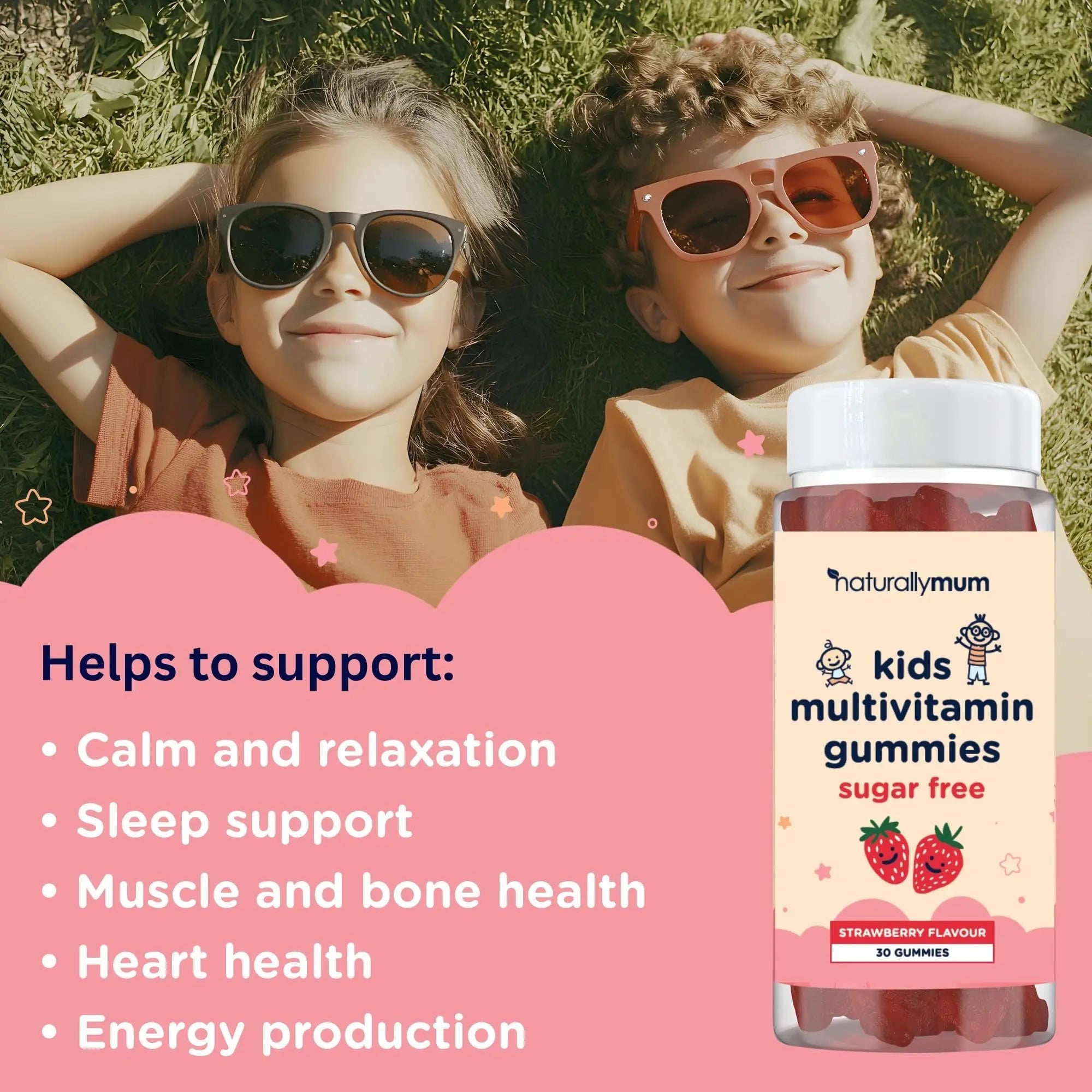 NaturallyMum Kids Multivitamin Gummies | for Children | Vegan Friendly | 30 Chewable Gummies | with Vitamins A, D, E, B6, B12, C | NaturallyMumAu supplements