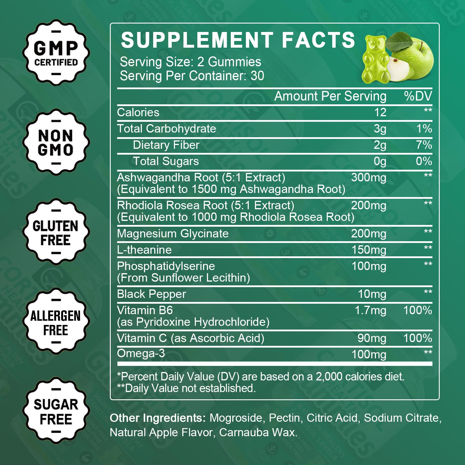GORNVB Cortisol Gummies, Cortisol Supplement for Women with Magnesium, Ashwagandha, Rhodiola, Phosphatidylserine, L-Theanine, Black Pepper, Vitamin C & B6 - Relaxation, Focus, Sleep Support - 2 Pack GORNVBAu supplements