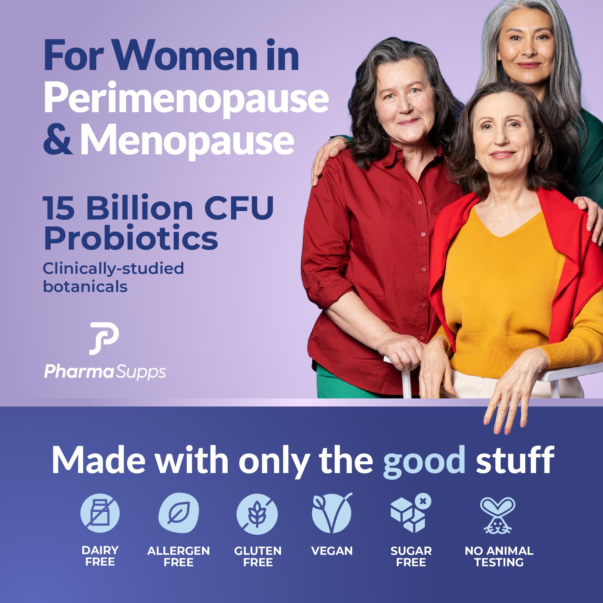 Natural Menopause Supplements for Women - Perimenopause Supplements for Hormonal Balance, Bloating & Mood Swings | Hot Flashes Menopause Relief w/Probiotics & Prebiotics, Black Cohosh & Chasteberry PharmaSuppsAu supplements