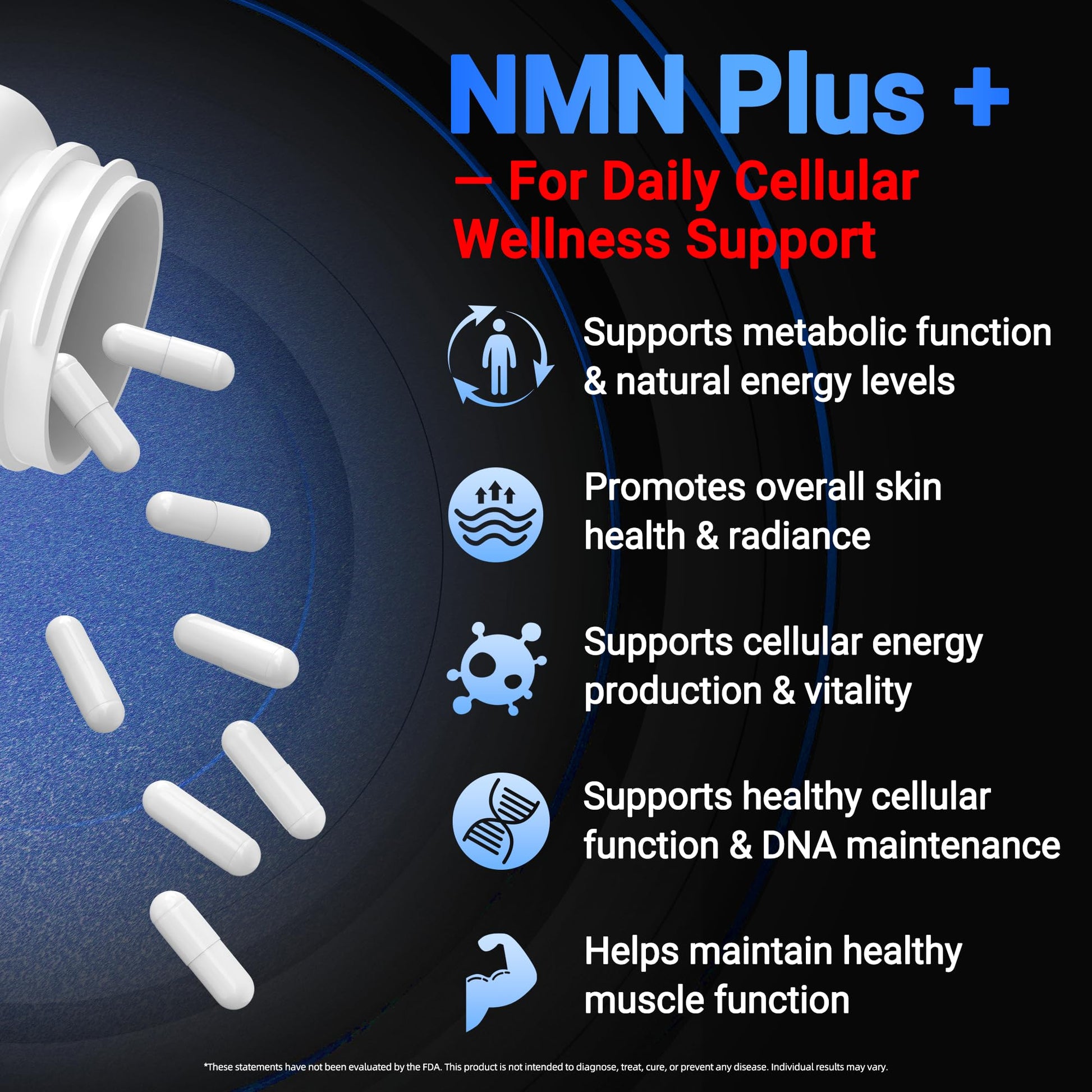 I LOVE HEALTH NMN Supplement, 5-in-1 Complex with NAC, Alpha Lipoic Acid, CoQ10 & Resveratrol - High Absorption Anti Aging Formula - Third Party Tested, cGMP, Gluten Free - 60 Capsules I LOVE HEALTHAu supplements