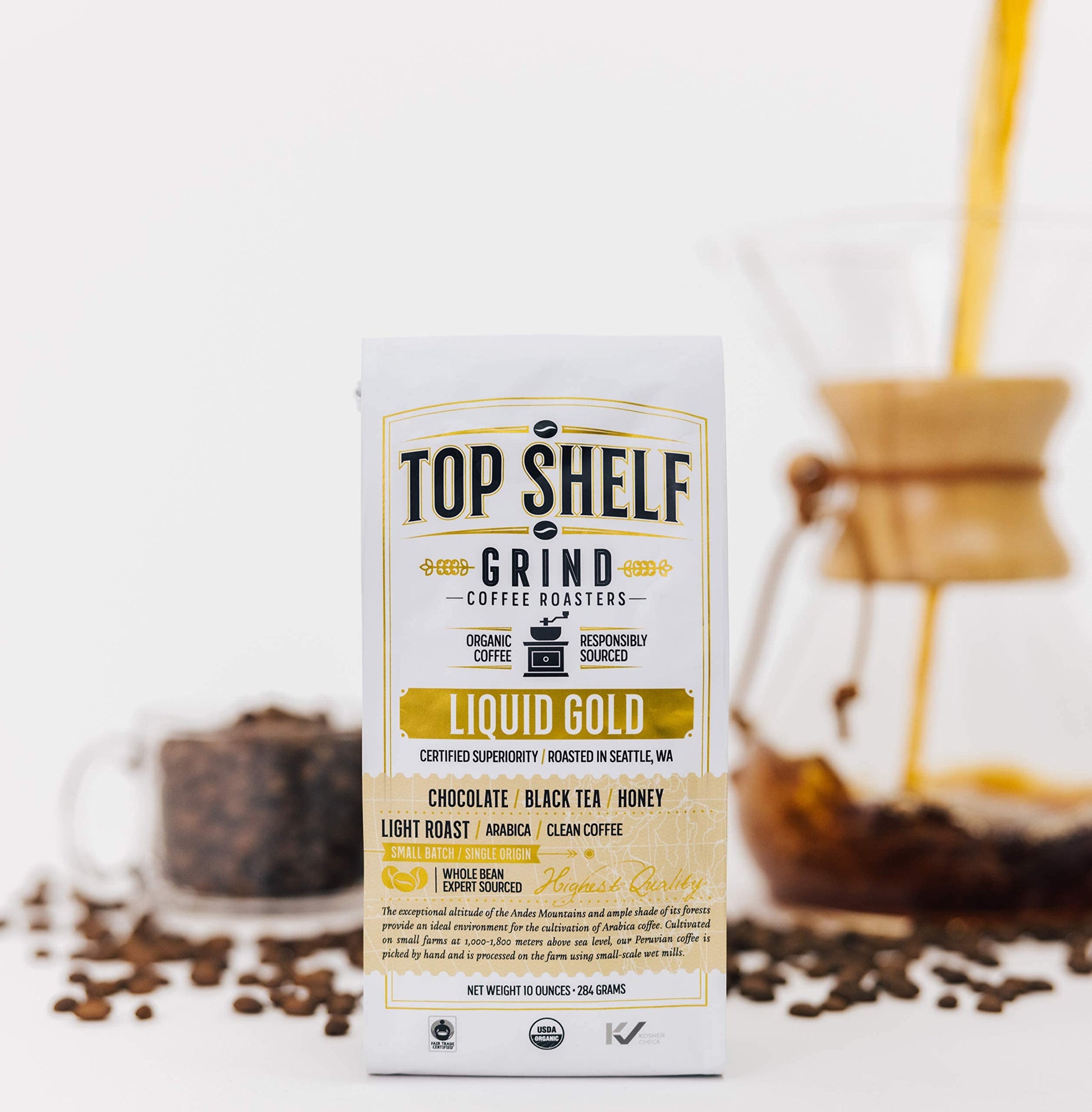 Organic Light Roast Whole Bean Coffee, The Best Espresso Beans from Peru Join Top Shelf GrindUS supplements
