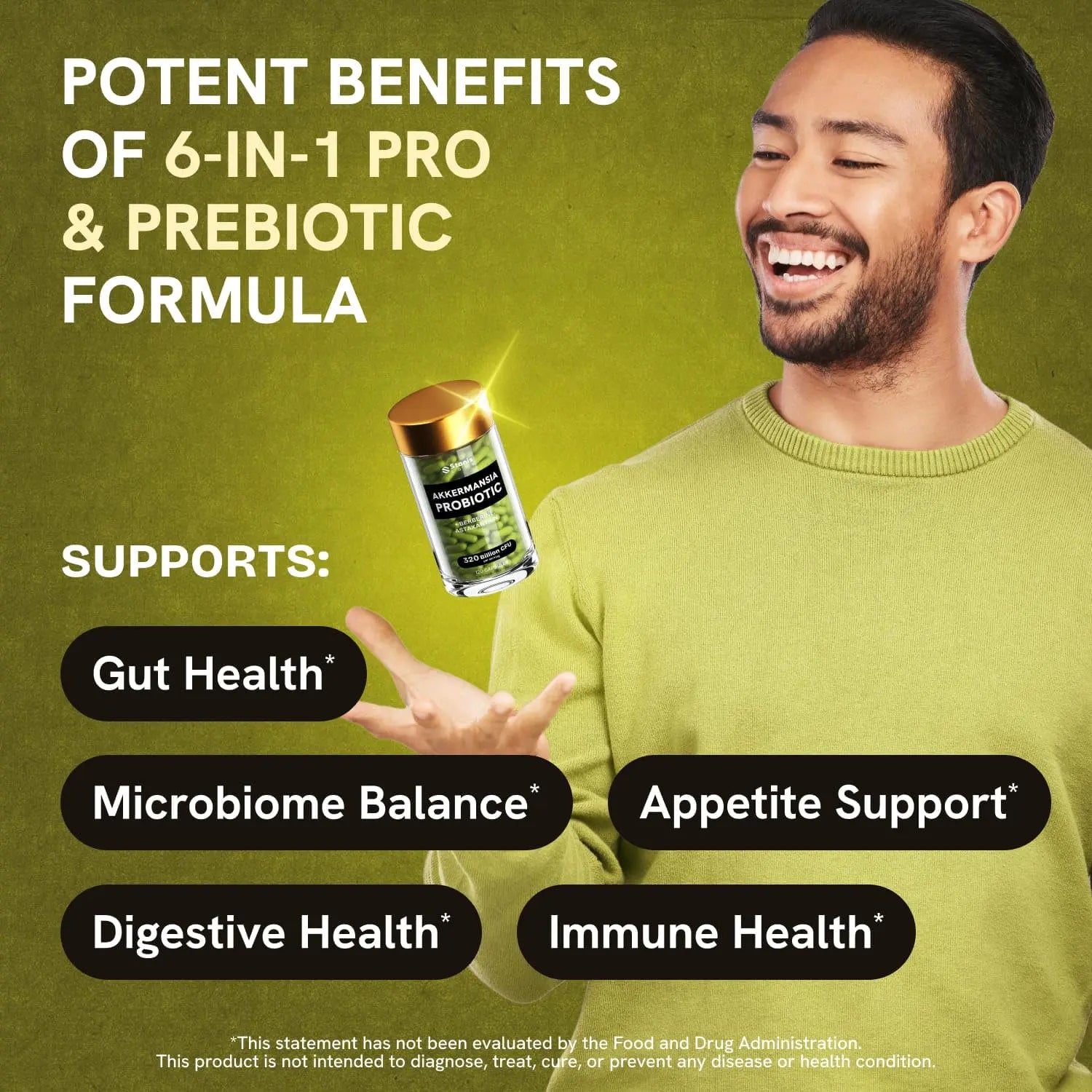 Akkermansia Muciniphila Probiotics 320 Billion CFU| Probiotic and Prebiotic | Akkermansia Probiotics for gut health | Inulin Prebiotic Fiber Capsules Astaxanthin & Berberine & Chromium | 120 capsules Stanis LabsAu supplements