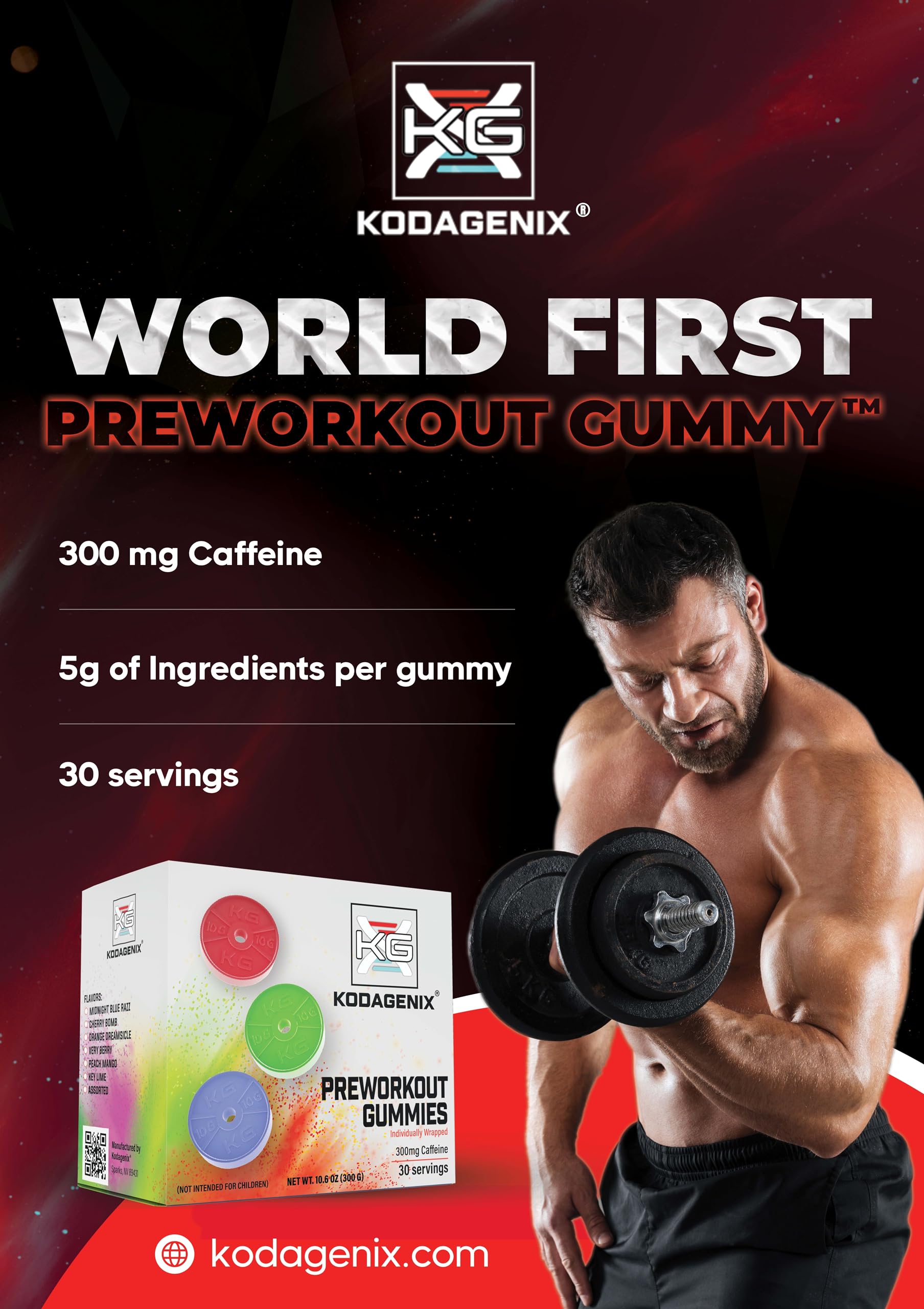 Kodagenix Pre Workout Gummies for Men and Women with Caffeine, L-Citrulline and Beta KodagenixAu supplements