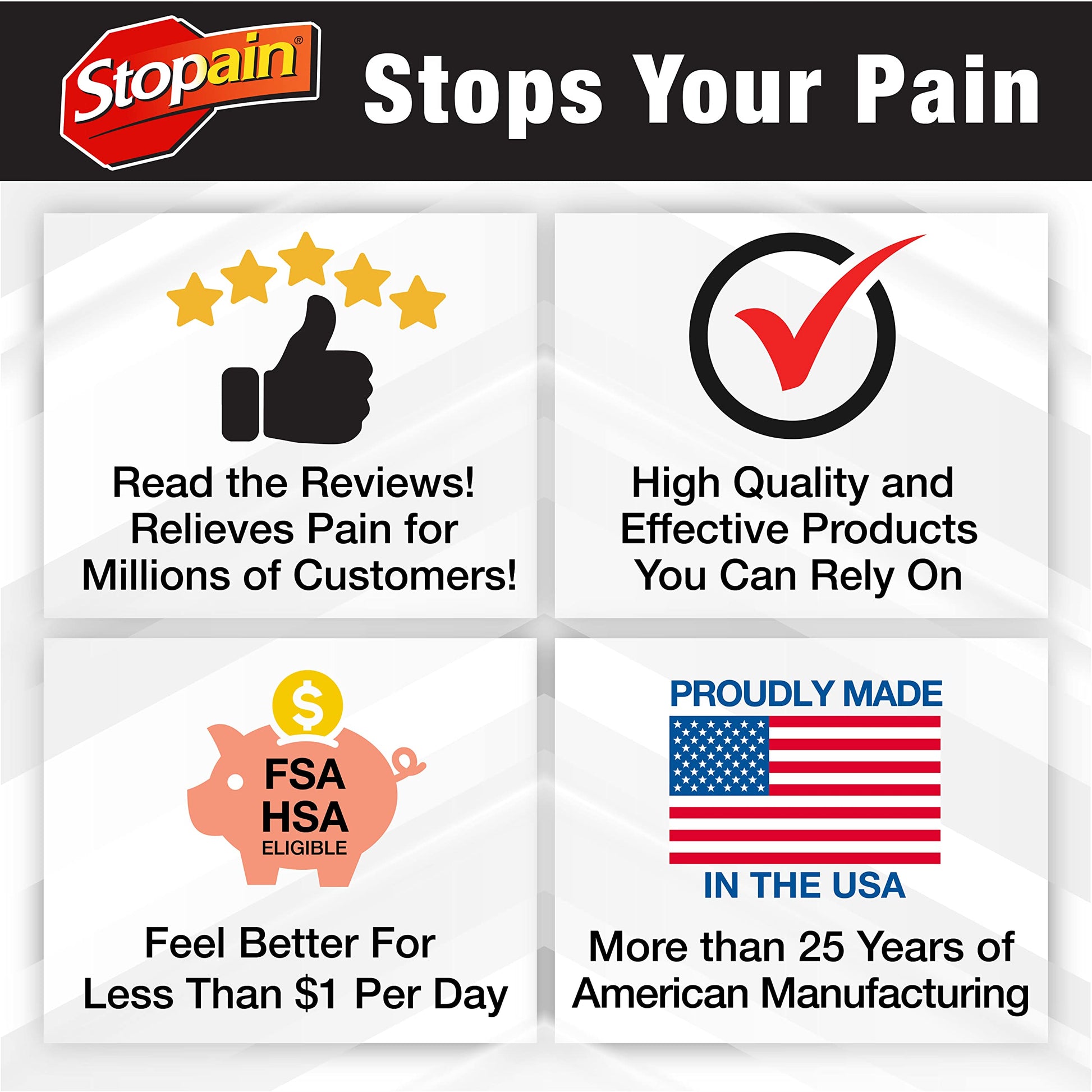 Stopain Migraine Pain Relief Gel Pump, 1.62oz (2 Pack), USA Made, Max Strength Fast Acting Research Proven Effective Topical, No Known Side Effects or Drug Interactions, HSA FSA Approved Products StopainAu supplements