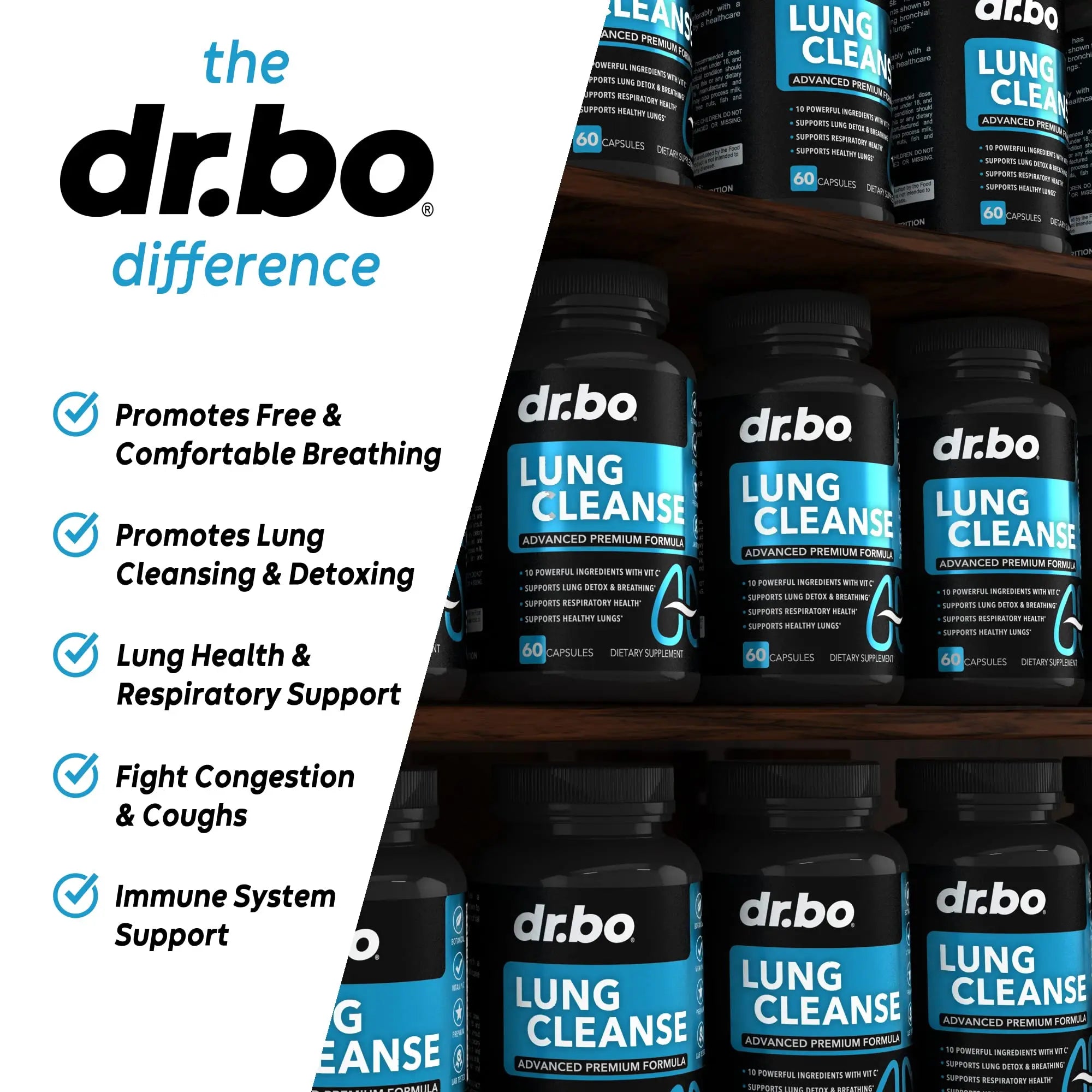 Lung Cleanse Support Supplement - Respiratory Supplements to Quit & Stop Smoking Aids - Herbal Detox for Lungs & Bronchial Health - Smokers Cleanser Breathe Aid for Mucus Clear Relief - 60 Capsules DR. BOnz supplements