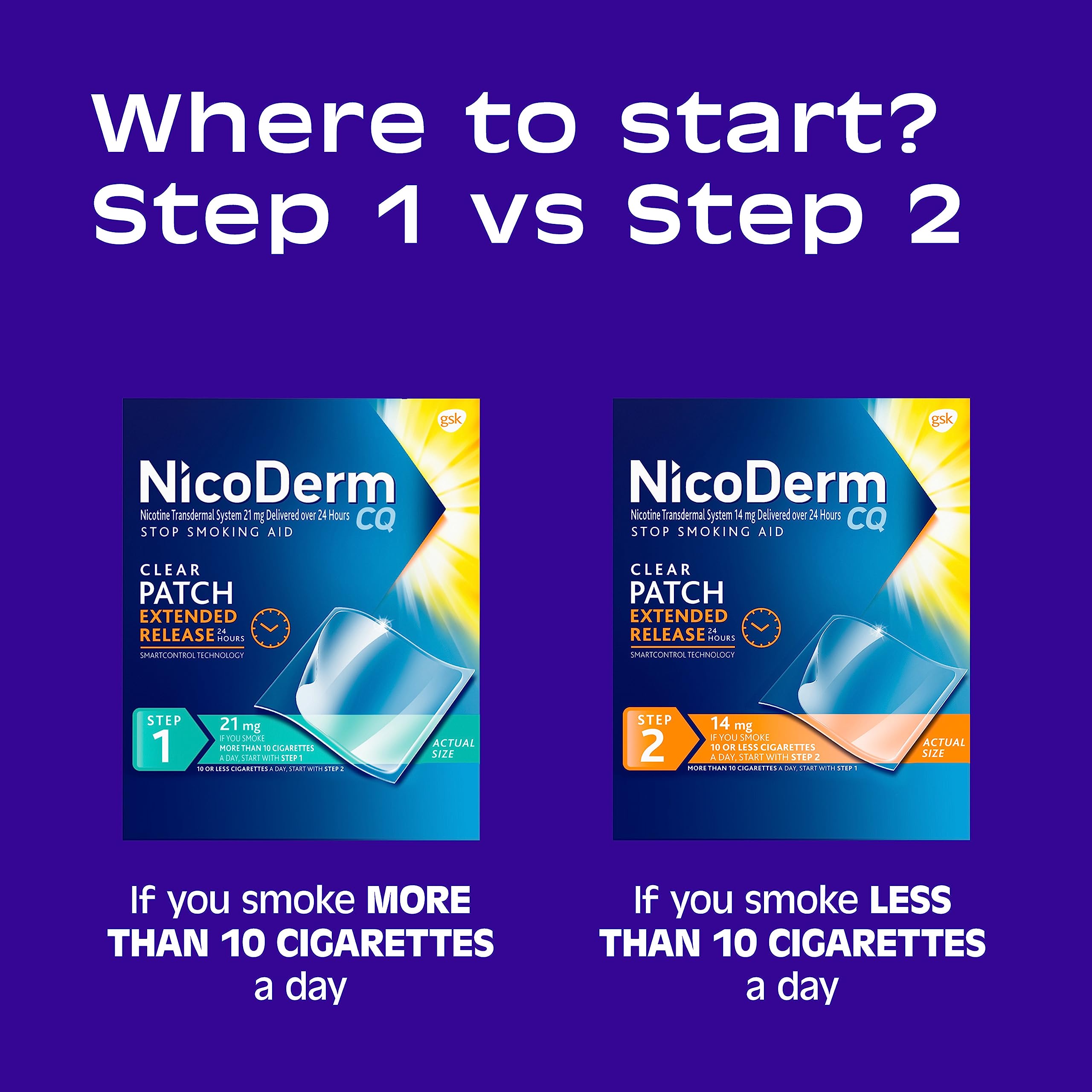 NicoDerm CQ Step 1 Nicotine Patches to Quit Smoking, 21 mg, Stop Smoking NicoDermAu supplements