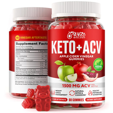Keto ACV Gummies 1500 mg - ACV Keto Gummies for Weight Loss & Detox - Vegan Apple KETO BIOLOGYUS supplements
