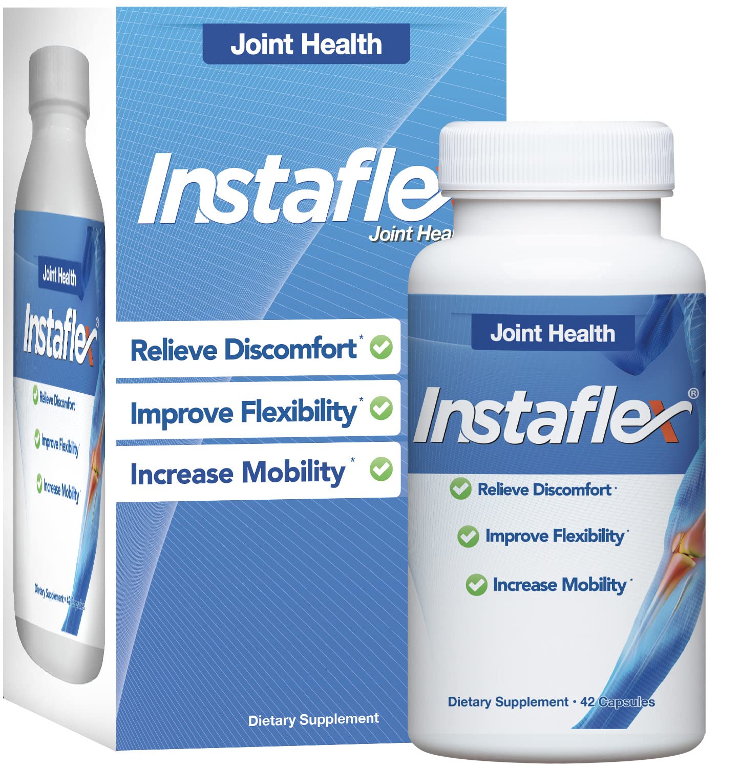 Instaflex Joint Support Supplement for Men and Women - Glucosamine, MSM, White Willow, Turmeric, Ginger, Cayenne, Hyaluronic Acid - 42 Capsules InstaflexAu supplements