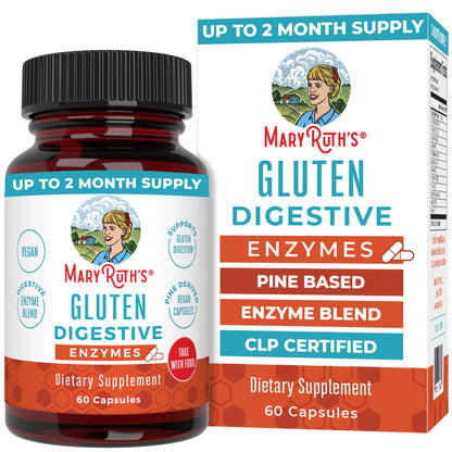 MaryRuth’s Gluten Digestive Enzymes | Up to 2 Month Supply | Proprietary Enzyme Blend | Vegan Pine-Based Capsules | Non-GMO | 60 Count MARYRUTH'SUS supplements