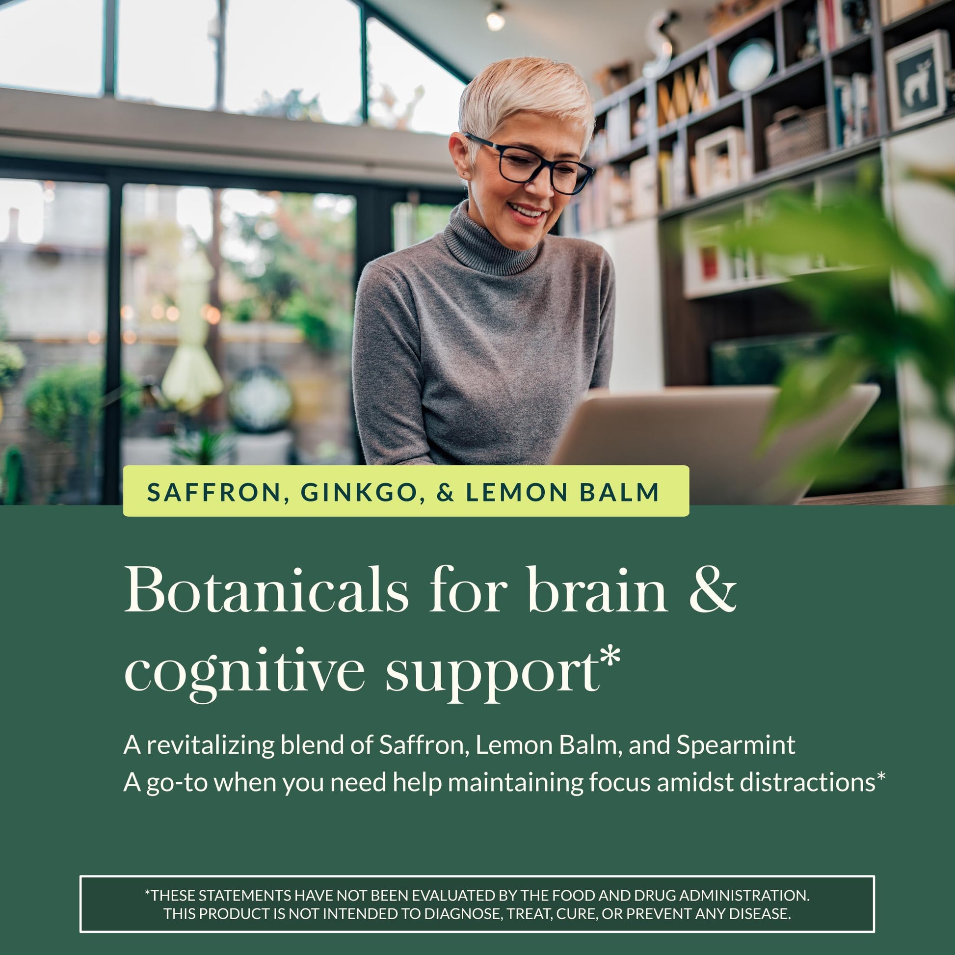 Gaia Herbs Nootropic Focus - Brain & Cognitive Support Supplement to Help Maintain Healthy Concentration* - with Saffron, Lemon Balm & Spearmint - 40 Liquid Phyto-Capsules (20 Servings) Gaia HerbsAu supplements