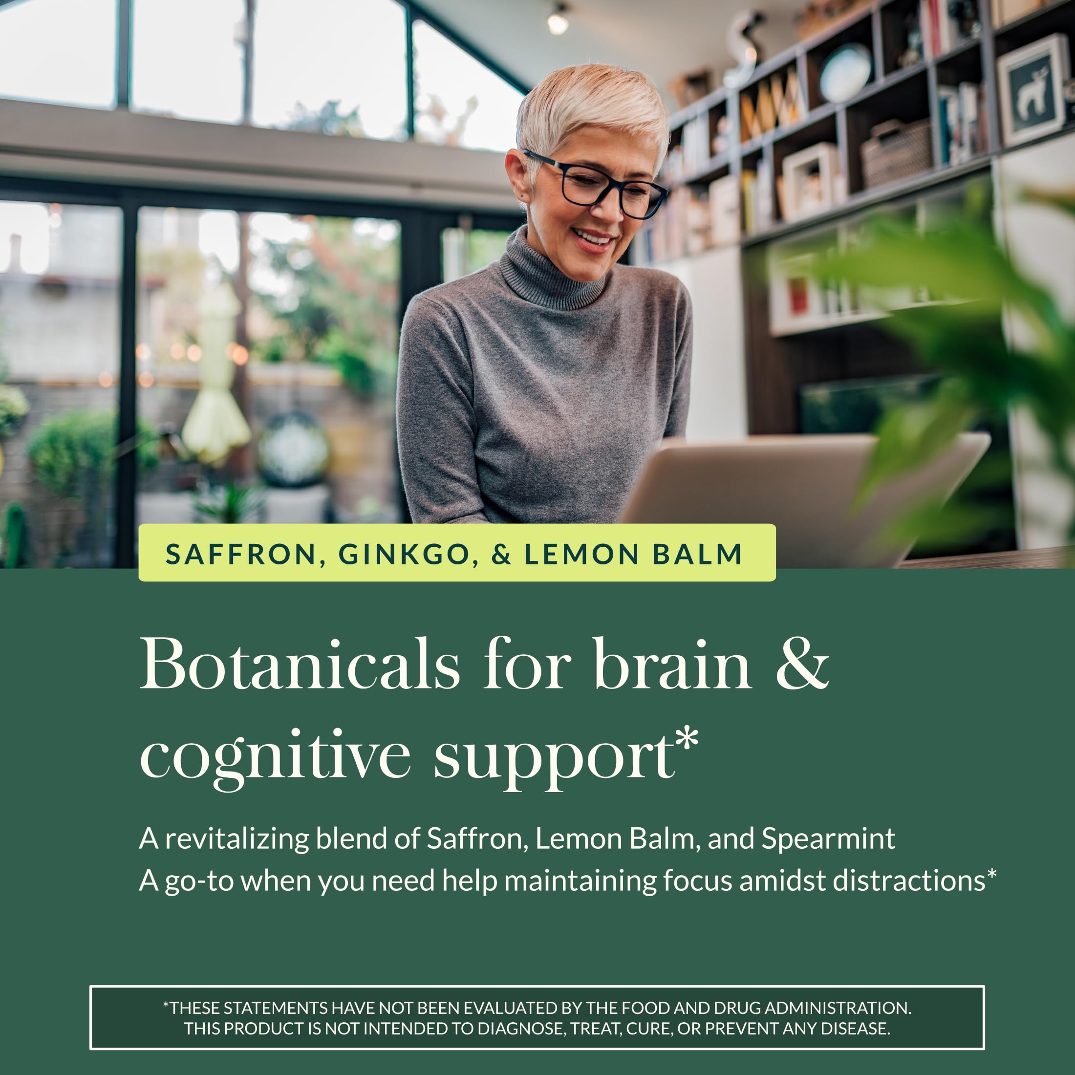 Gaia Herbs Nootropic Focus - Brain & Cognitive Support Supplement to Help Maintain Healthy Concentration* - with Saffron, Lemon Balm & Spearmint - 40 Liquid Phyto-Capsules (20 Servings) Gaia HerbsAu supplements